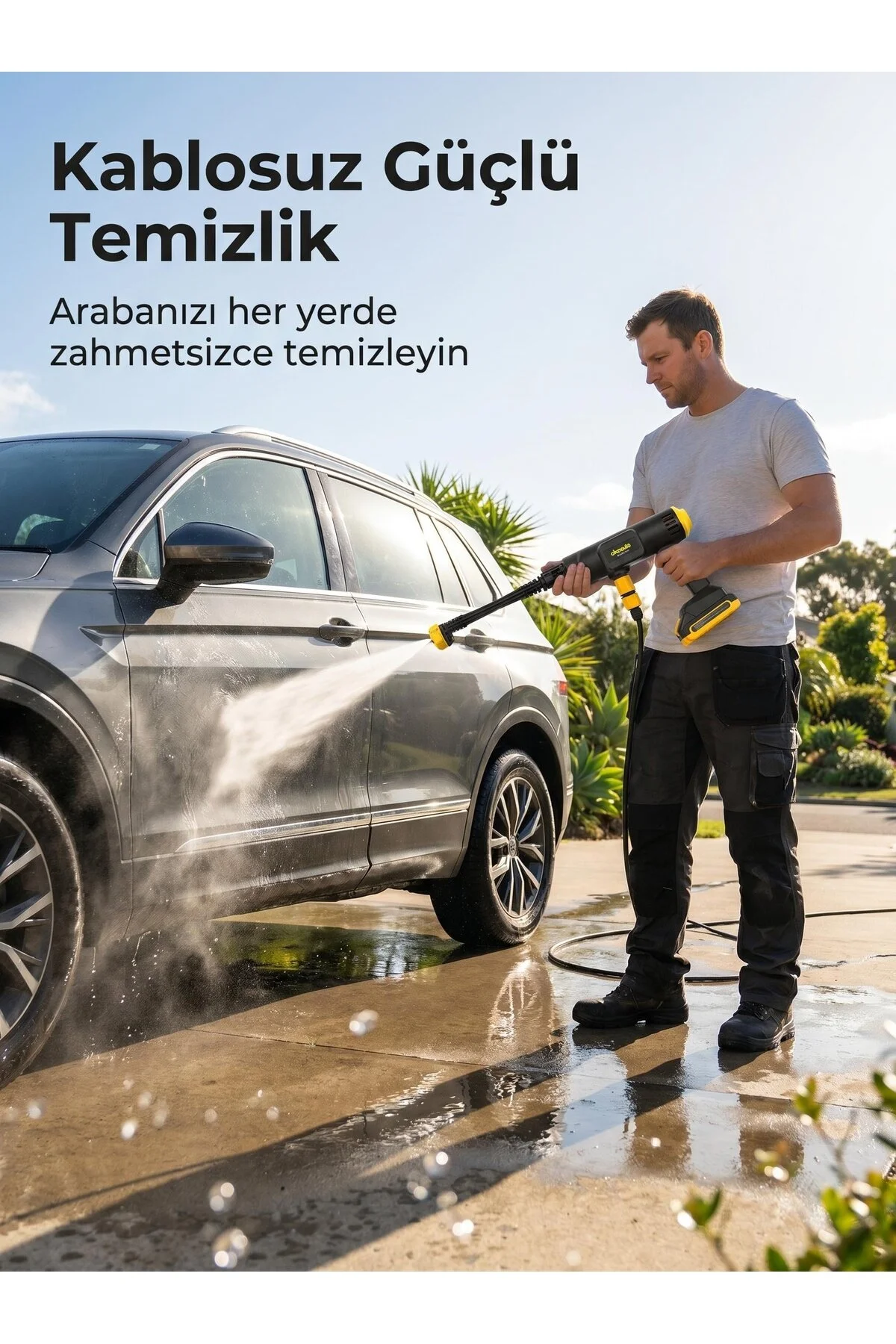 okaoda 💰Yeni Çift Pil Oto Araba Bahçe Klima Halı Ağacı Sulama Şarjlı Yüksek Basınç Yikama Tabancasi Makine