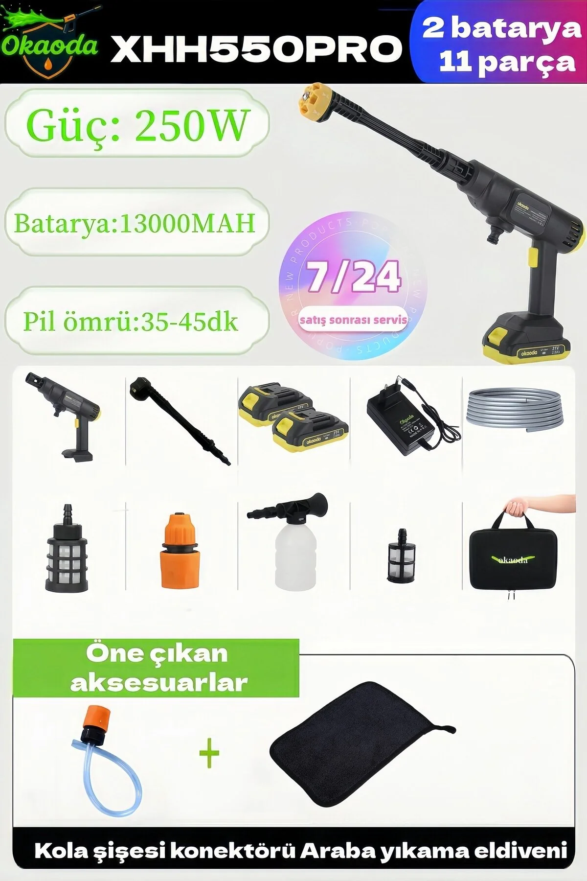 okaoda 💰Yeni Çift Pil Oto Araba Bahçe Klima Halı Ağacı Sulama Şarjlı Yüksek Basınç Yikama Tabancasi Makine