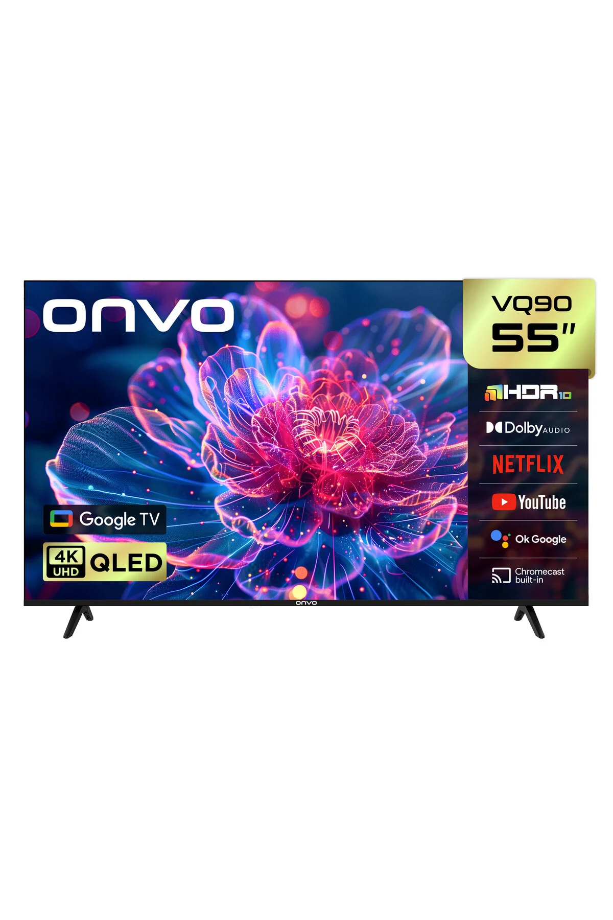 ONVO 55VQ90F3UA 55'' 140 Ekran Uydu Alıcılı 4K Ultra HD Google Smart QLED TV