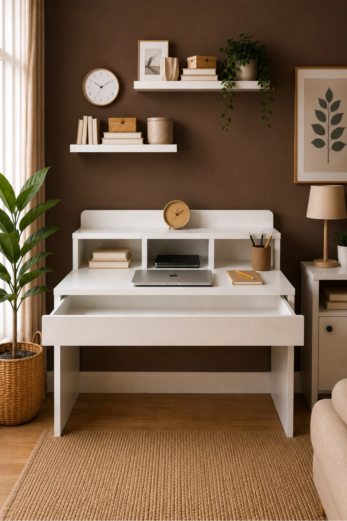 OVİS HOME MD02 Çalışma Masası Çekmeceli Beyaz