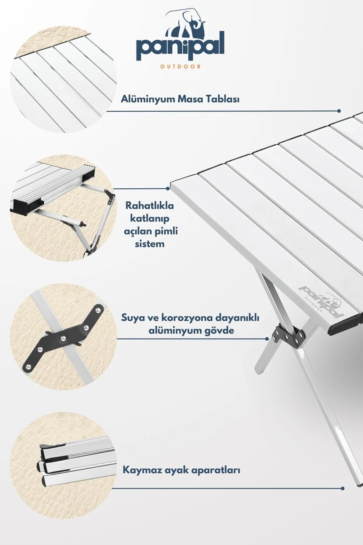Panipal Outdoor Alüminyum, Katlanabilir Kamp ve Piknik Masası, Omuz Askılı Taşıma Çantasıyla L
