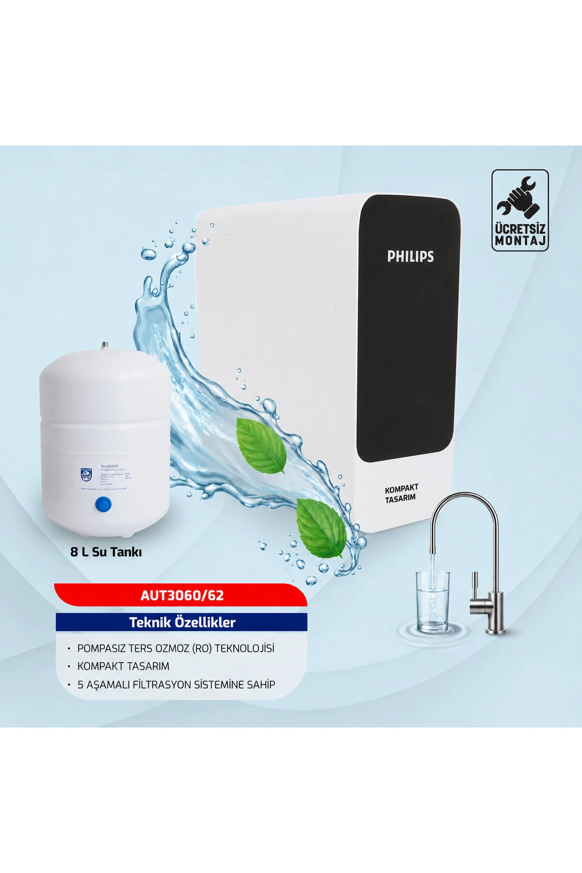 Philips Pompasız Su Arıtma Cihazı Aut3060/62