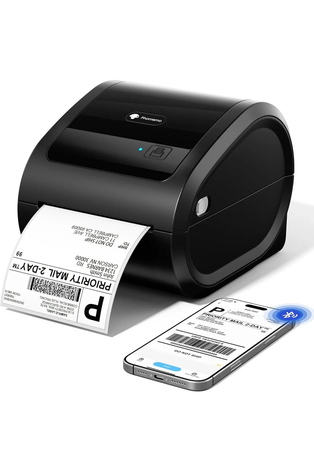 Phomemo D520-BT Bluetooth+USB Termal Yazıcı, Siyah - Barkod/Adres/Posta Etiketi, Pazaryerleri İle Uyumlu