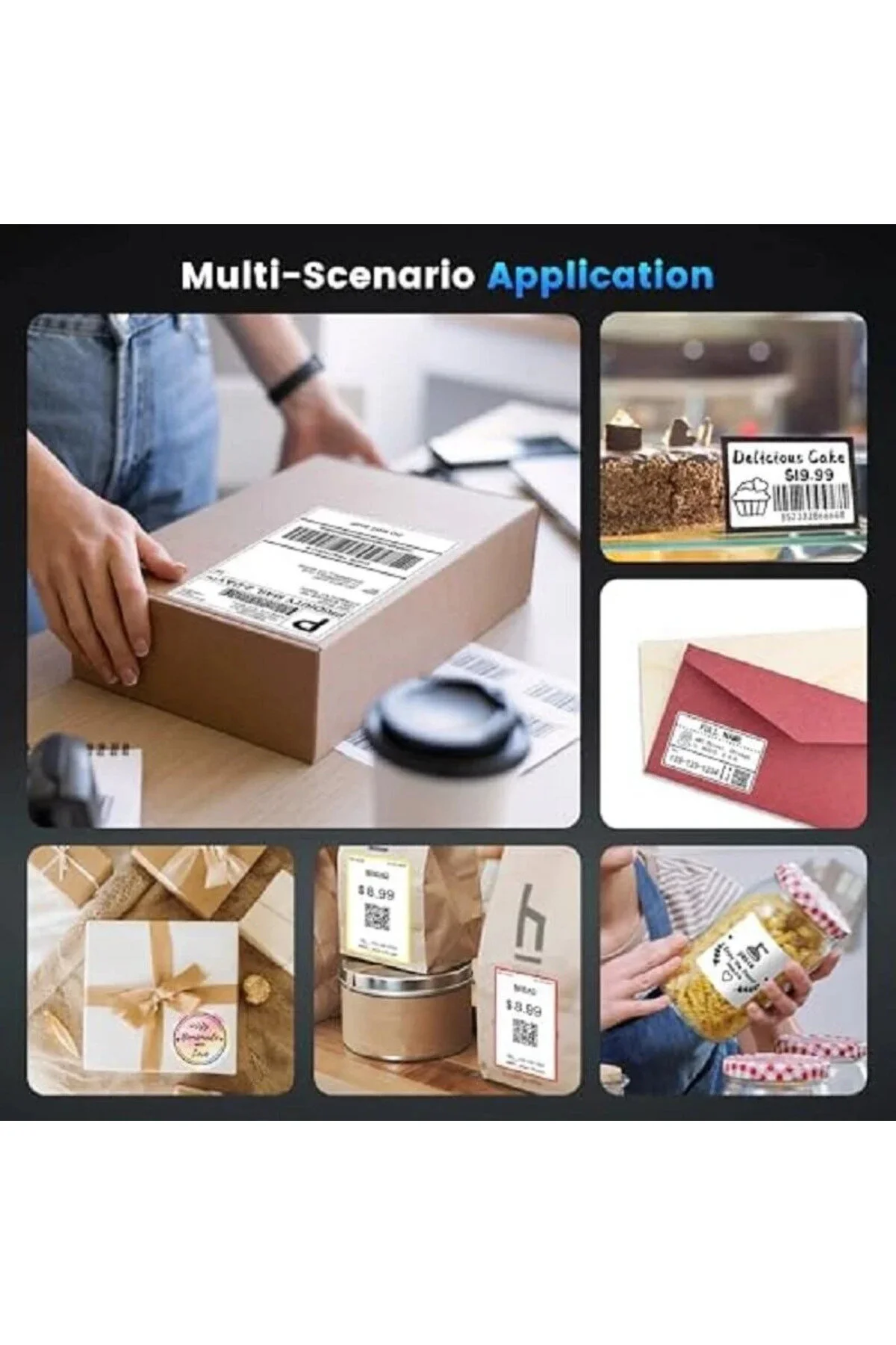 Phomemo D520-BT Bluetooth+USB Termal Yazıcı, Siyah - Barkod/Adres/Posta Etiketi, Pazaryerleri İle Uyumlu