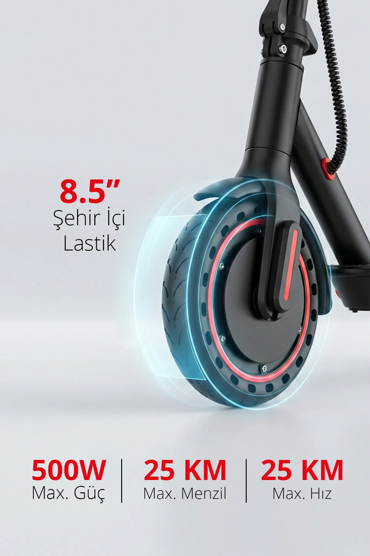 Piranha 5010 500W Elektrikli Scooter | 36V 7.8Ah Pil | LED Aydınlatma | LCD Ekran | Uygulama Destek