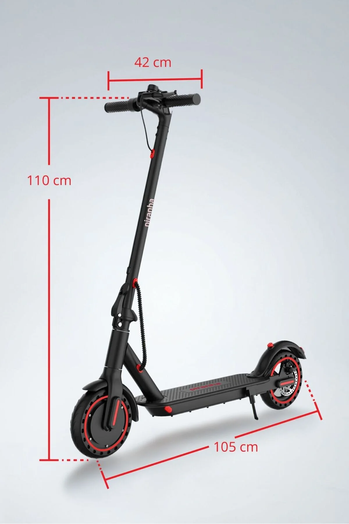 Piranha 5010 500W Elektrikli Scooter | 36V 7.8Ah Pil | LED Aydınlatma | LCD Ekran | Uygulama Destek
