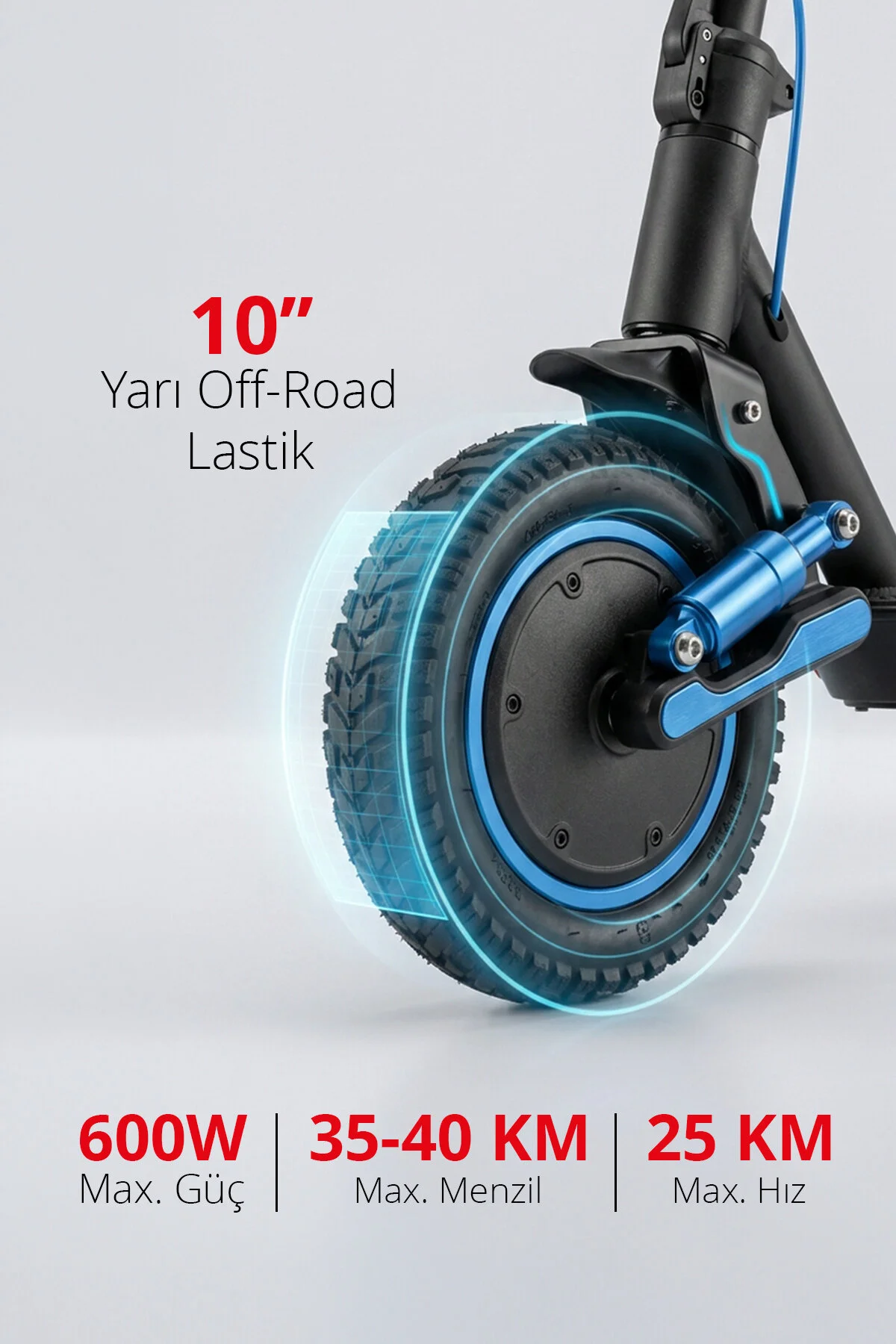 Piranha 5015-M 600W Elektrikli Scooter 36V 10.4Ah 35 Km Menzil Katlanabilir Çift Amortisör Sinyal