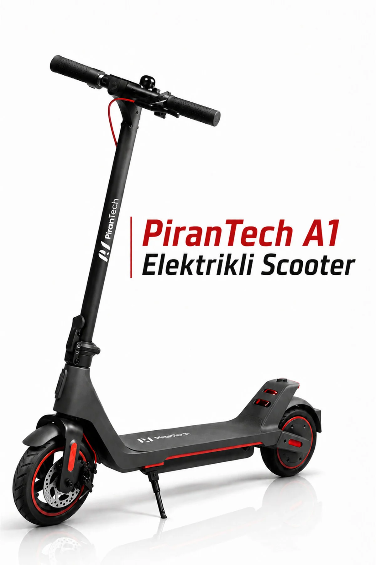 PiranTech A1 Elektrikli Scooter 350W – 500W Kırmızı | Mobil Uygulama | Katlanabilir