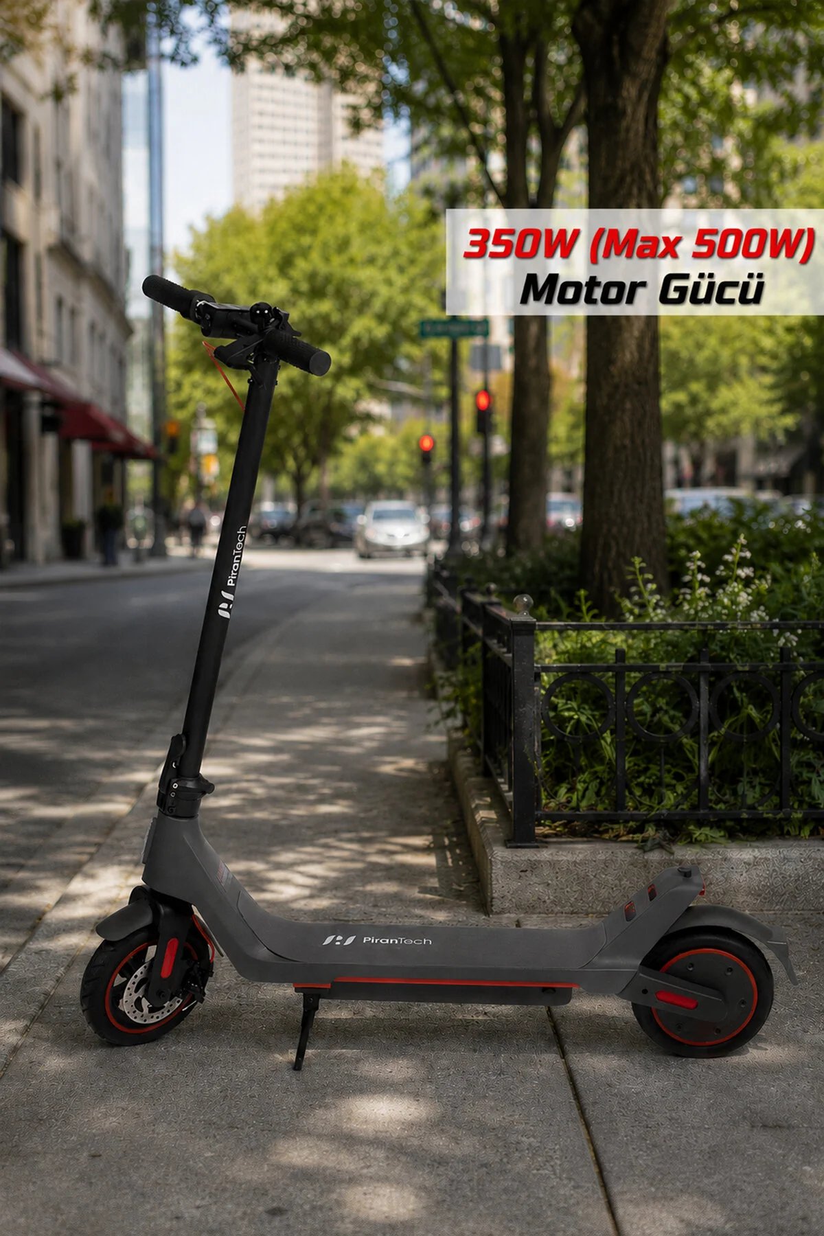 PiranTech A1 Elektrikli Scooter 350W – 500W Kırmızı | Mobil Uygulama | Katlanabilir