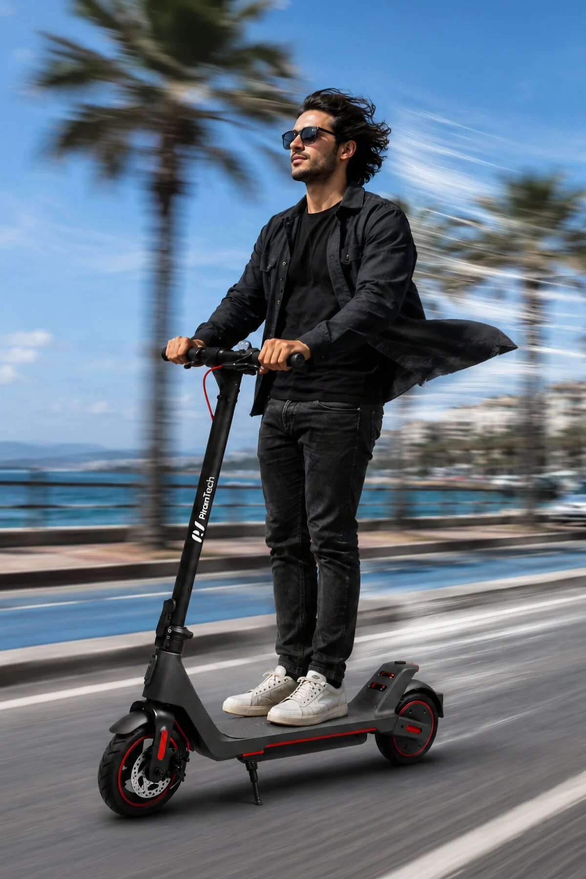 PiranTech A1 Elektrikli Scooter 350W – 500W Kırmızı | Mobil Uygulama | Katlanabilir