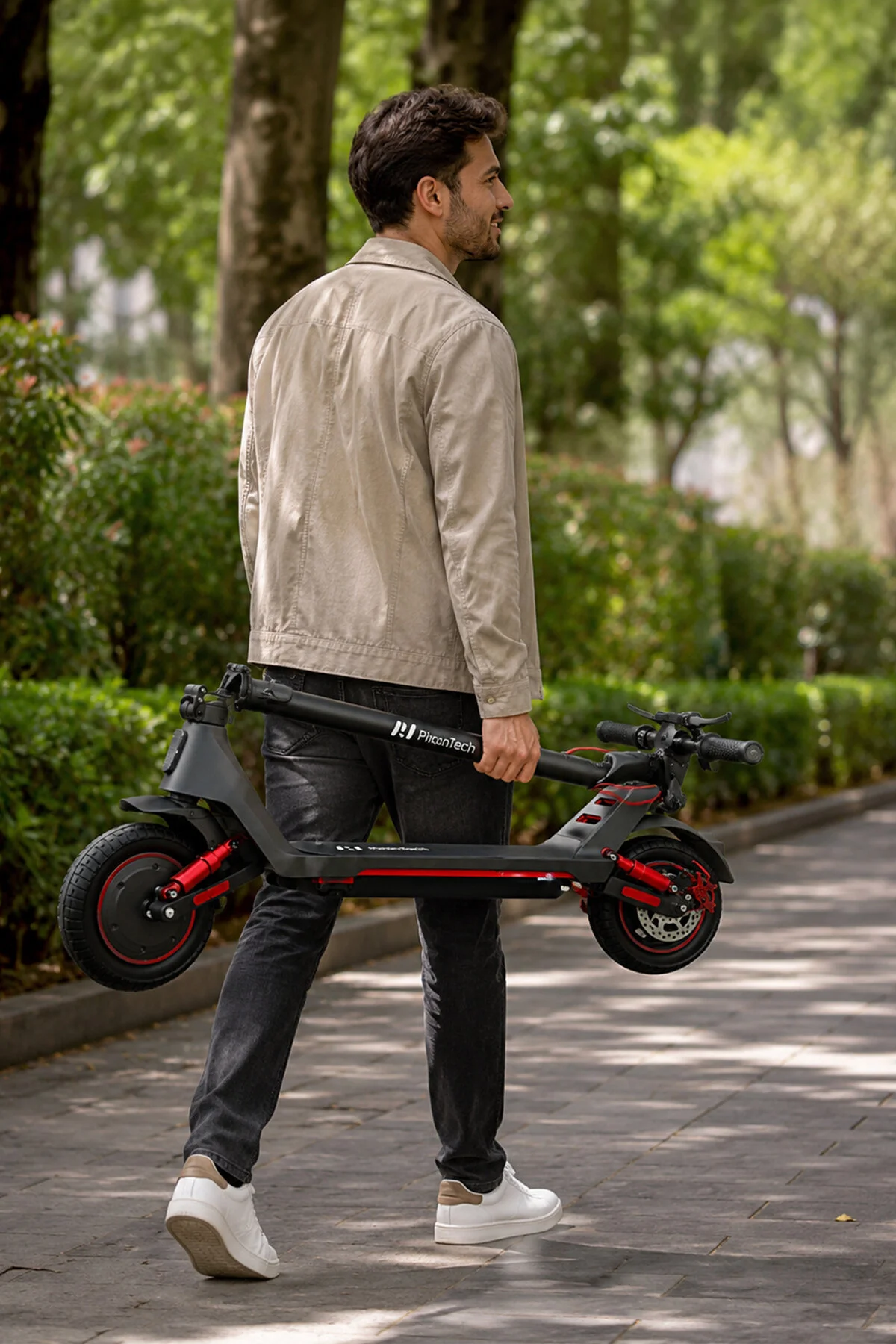 PiranTech A1 Max Elektrikli Scooter 500W – 750W Kırmızı | Uzun Menzil | Mobil Uygulama | Çift Amortisör