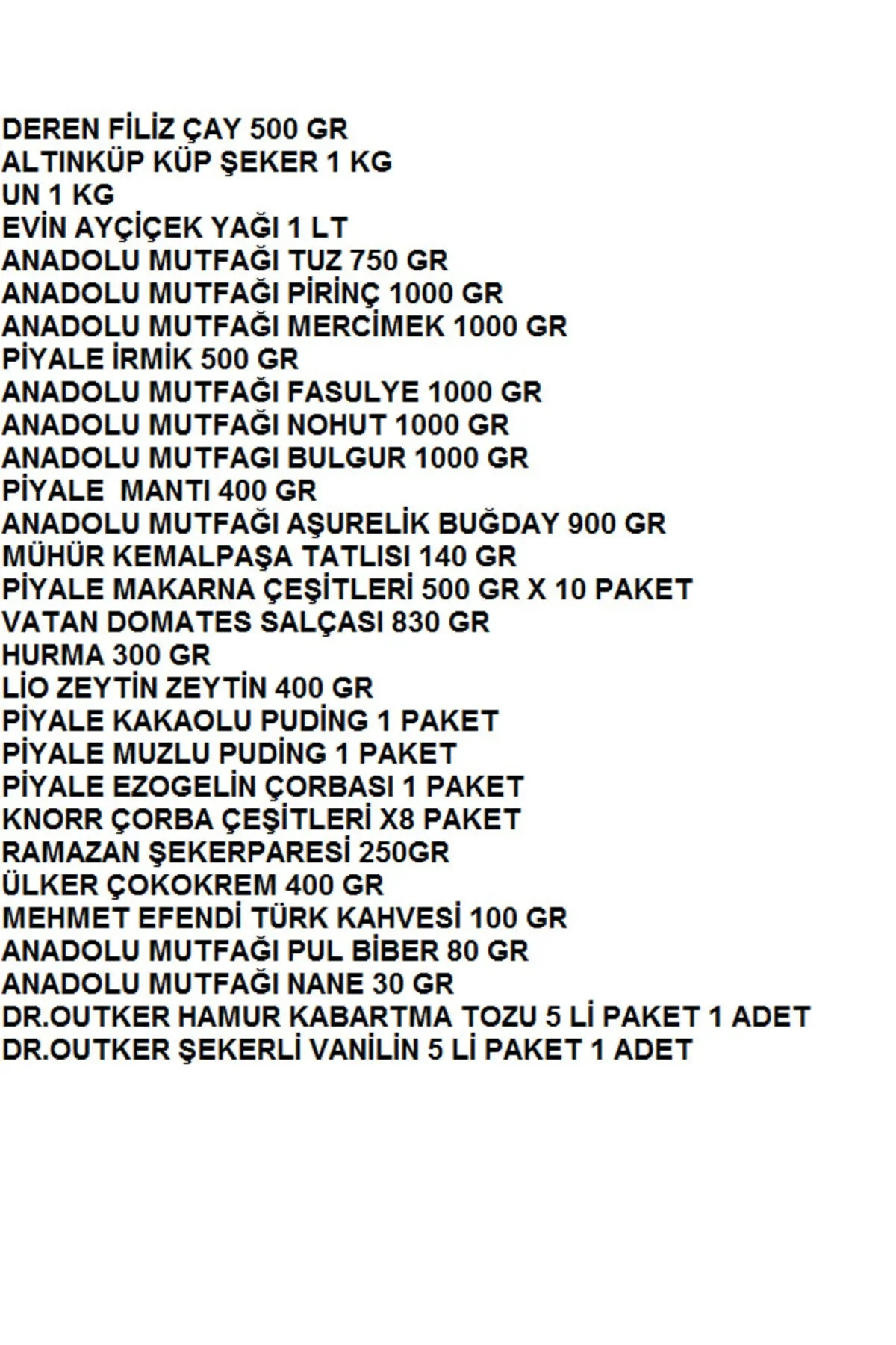 Piyale ramazan erzak ve yardım paketi kumanya kolisi 45 parça 19 kg