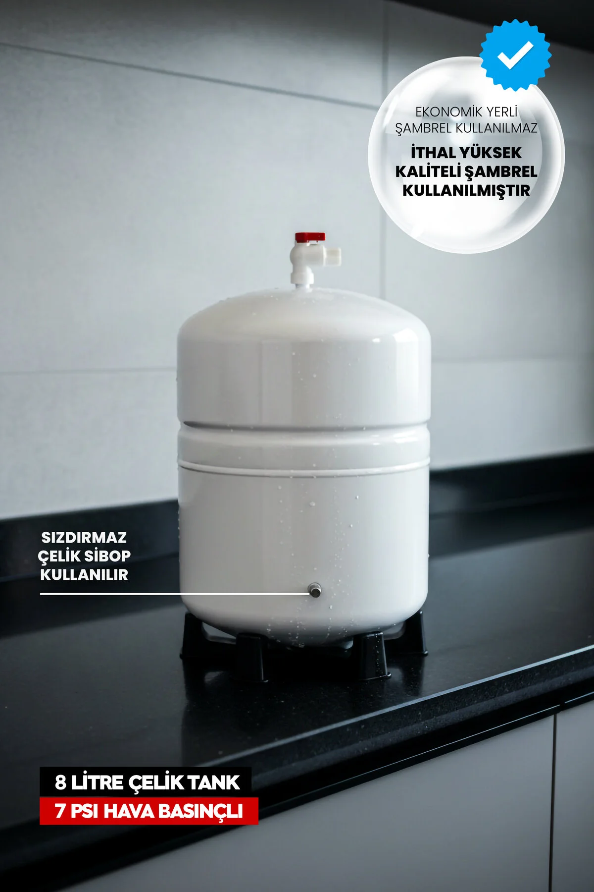 PLUSKIT 15 Aşamalı 80 Gpd Membranlı 8 L Çelik Tanklı Su Arıtma Cihazı