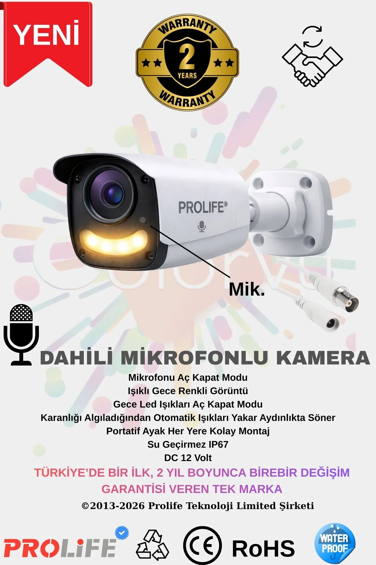 PROLİFE 6 LI Sesli Güvenlik Kamerası 5 Mp Gece Renkli Yüz Ve Araç Tanımalı Full Hd Kamera Sistemi
