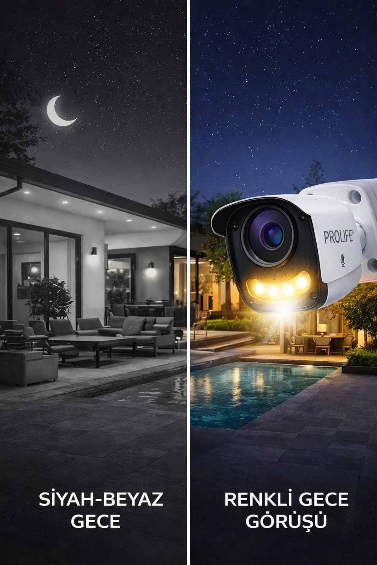 PROLİFE 6 LI Sesli Güvenlik Kamerası 5 Mp Gece Renkli Yüz Ve Araç Tanımalı Full Hd Kamera Sistemi