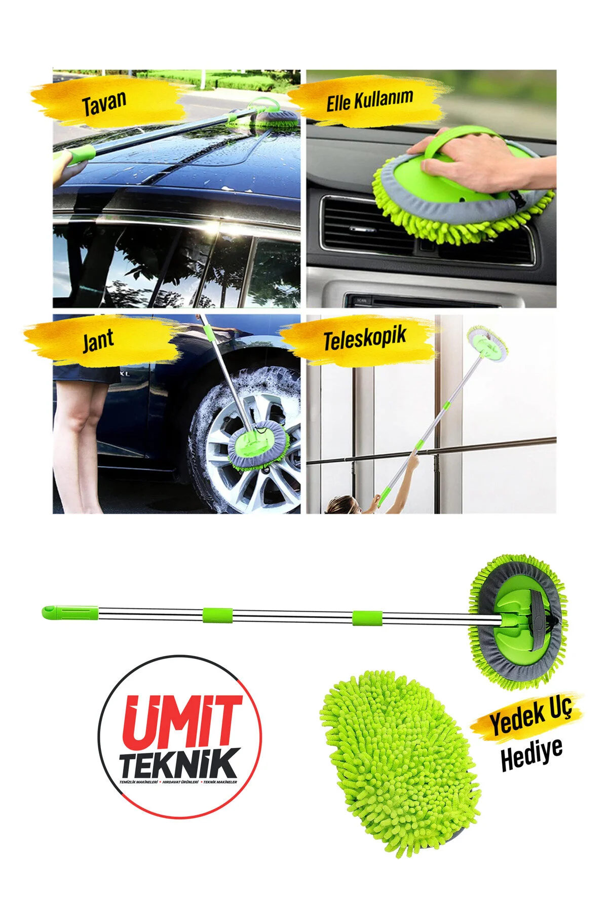 PROXCLEAN Premium Turbo Vakumlu Kablosuz Mini Araç Süpürgesi | Köpük Atan Pompa | Teleskopik Mikrofiber Takım