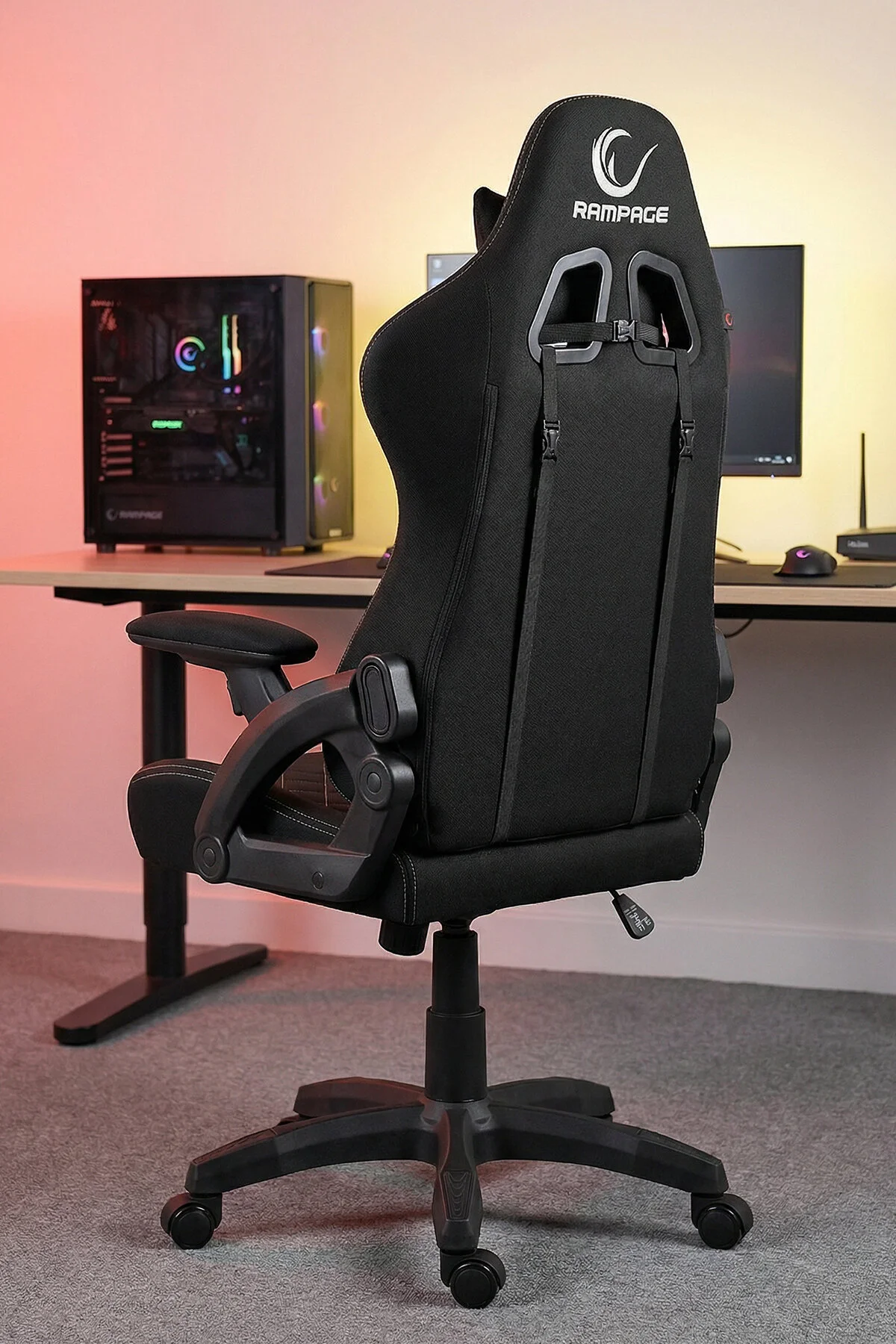 Rampage Nox Terletmez Kumaş Siyah/Gri Oyuncu Koltuğu - KL-R43