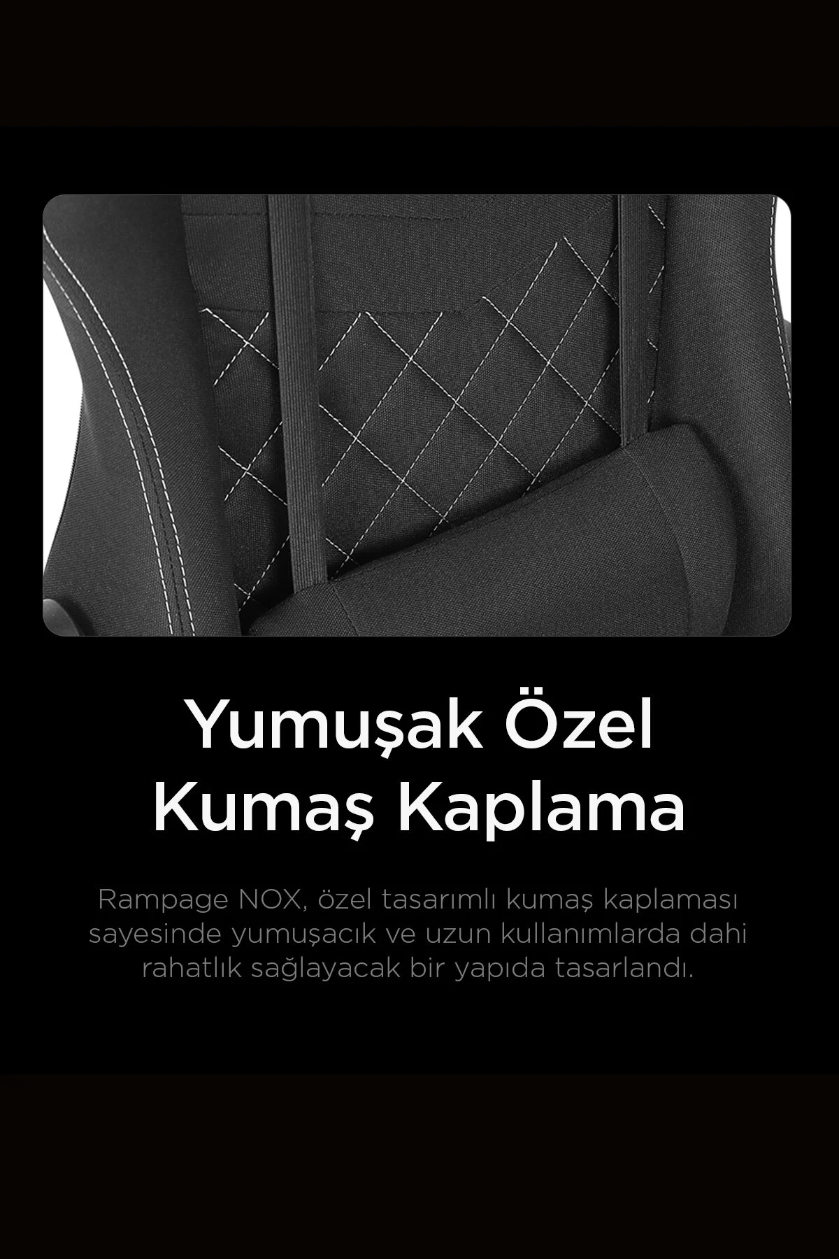 Rampage Nox Terletmez Kumaş Siyah/Gri Oyuncu Koltuğu - KL-R43