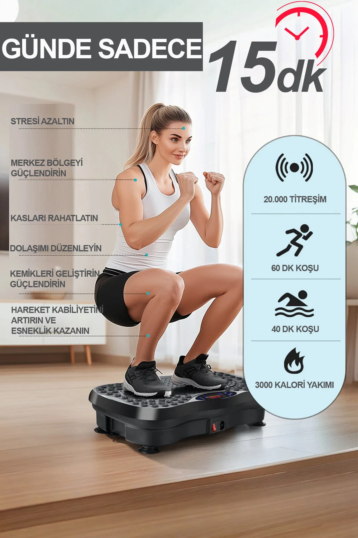 RELAXUS Yüksek Titreşimli Egzersiz Platformu Bluetooth Masaj Aleti Ev Fitness Cihazı Direnç Lastiği Hediye