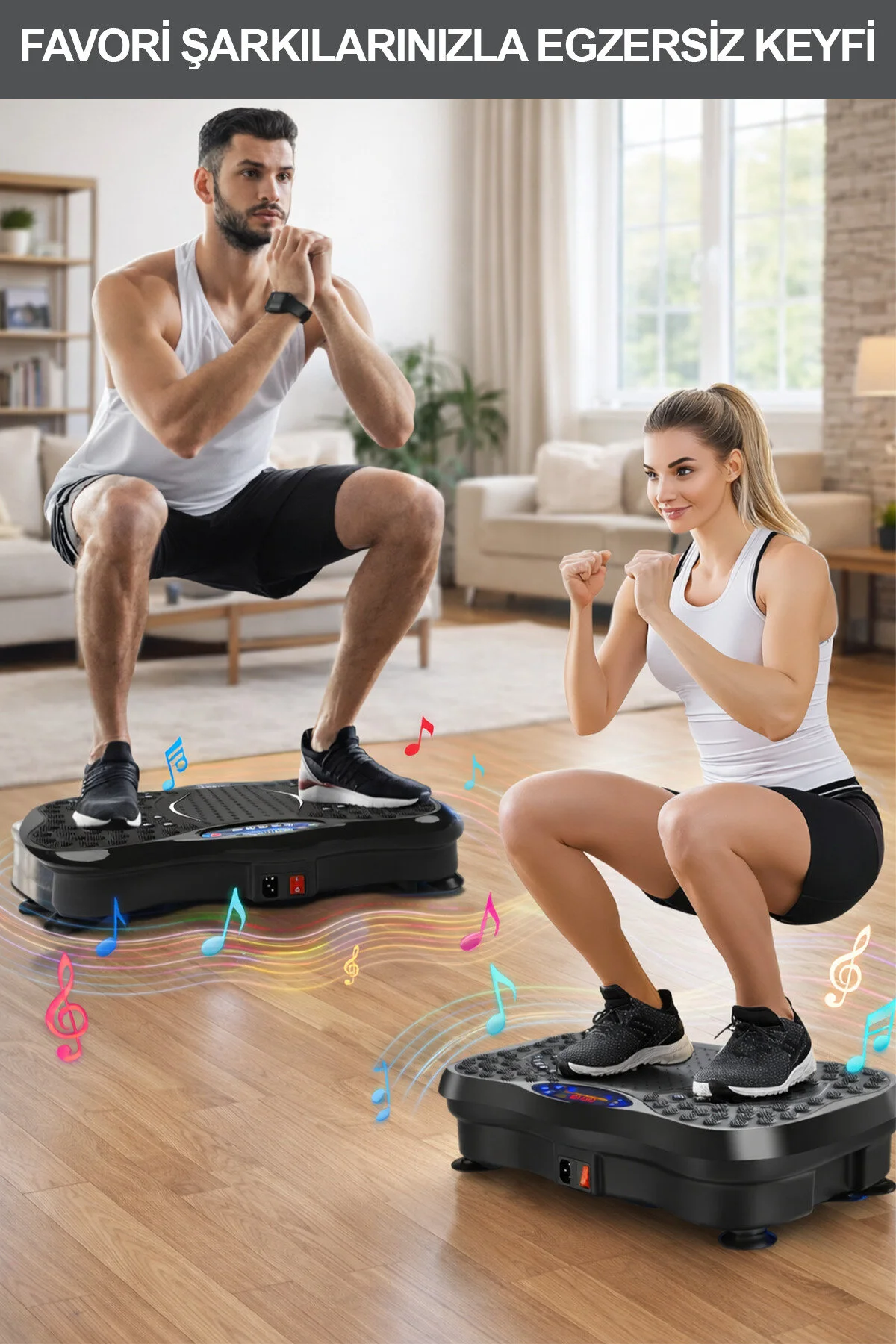 RELAXUS Yüksek Titreşimli Egzersiz Platformu Bluetooth Masaj Aleti Ev Fitness Cihazı Direnç Lastiği Hediye