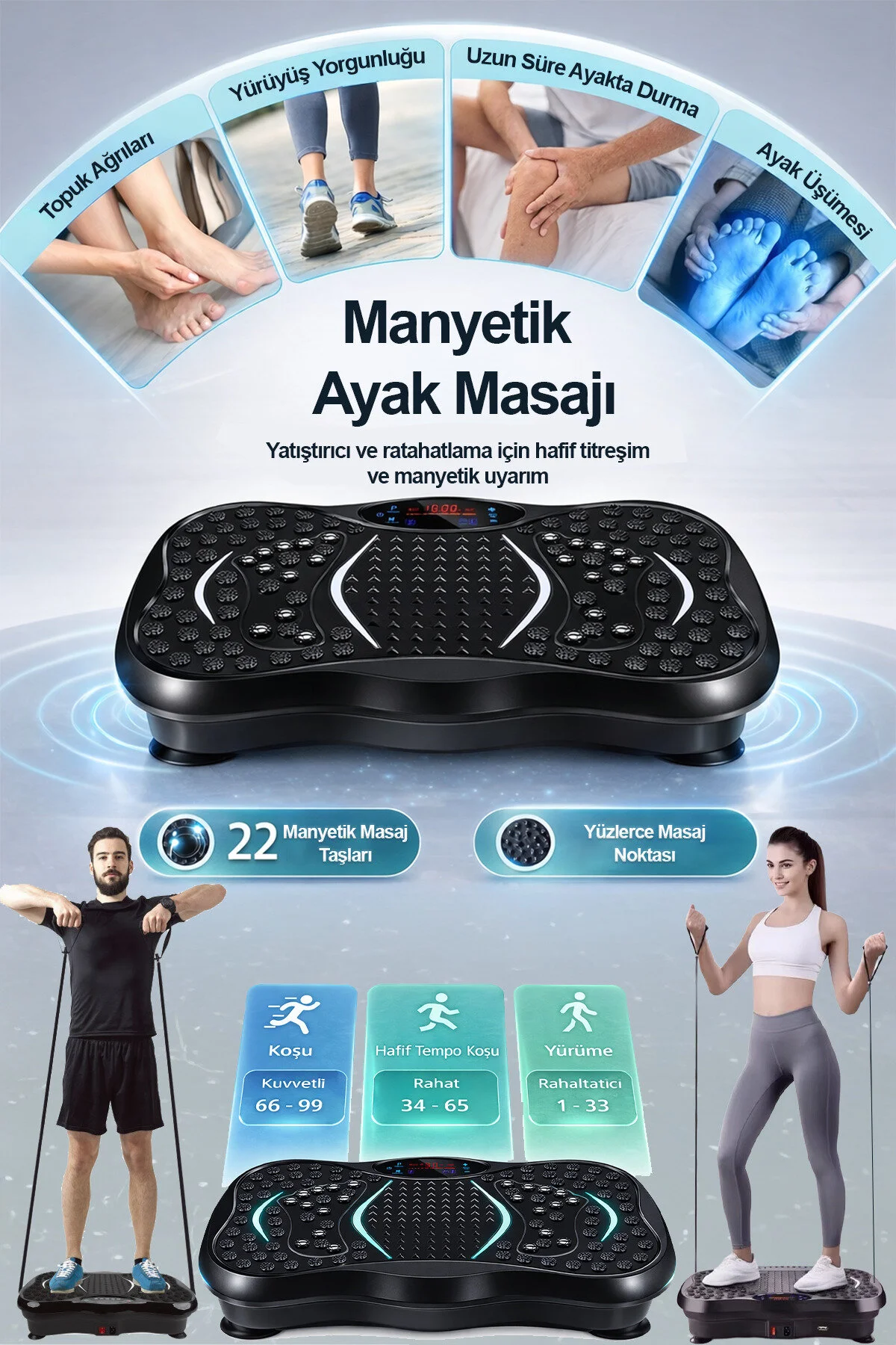 RELAXUS Yüksek Titreşimli Egzersiz Platformu Bluetooth Masaj Aleti Ev Fitness Cihazı Direnç Lastiği Hediye