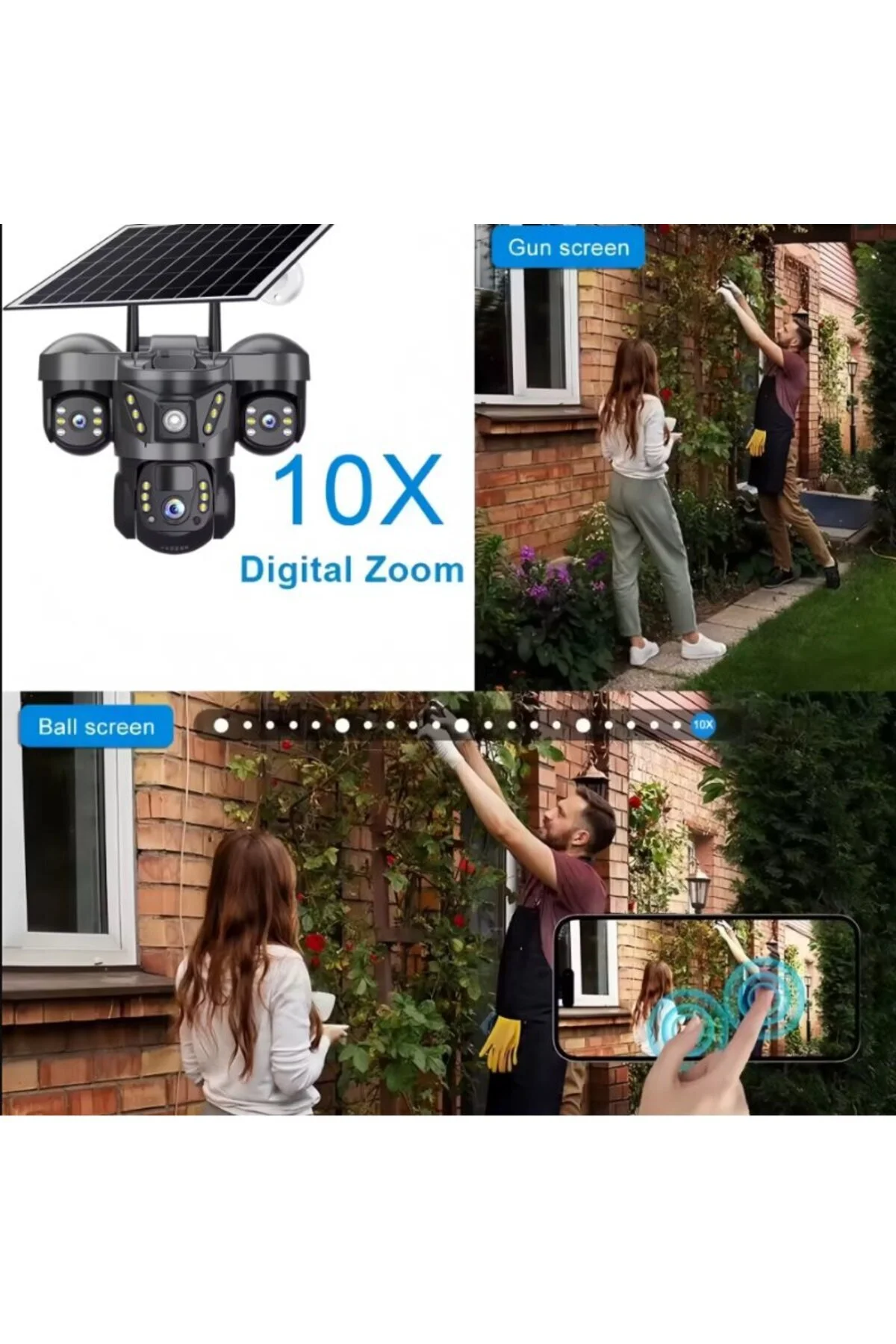 SONREİR RX66G Solar Güvenlik Kamerası Türkçe 4G Sim Kartlı PTZ Hareketli Gece Görüşlü Güneş Panelli Kamera
