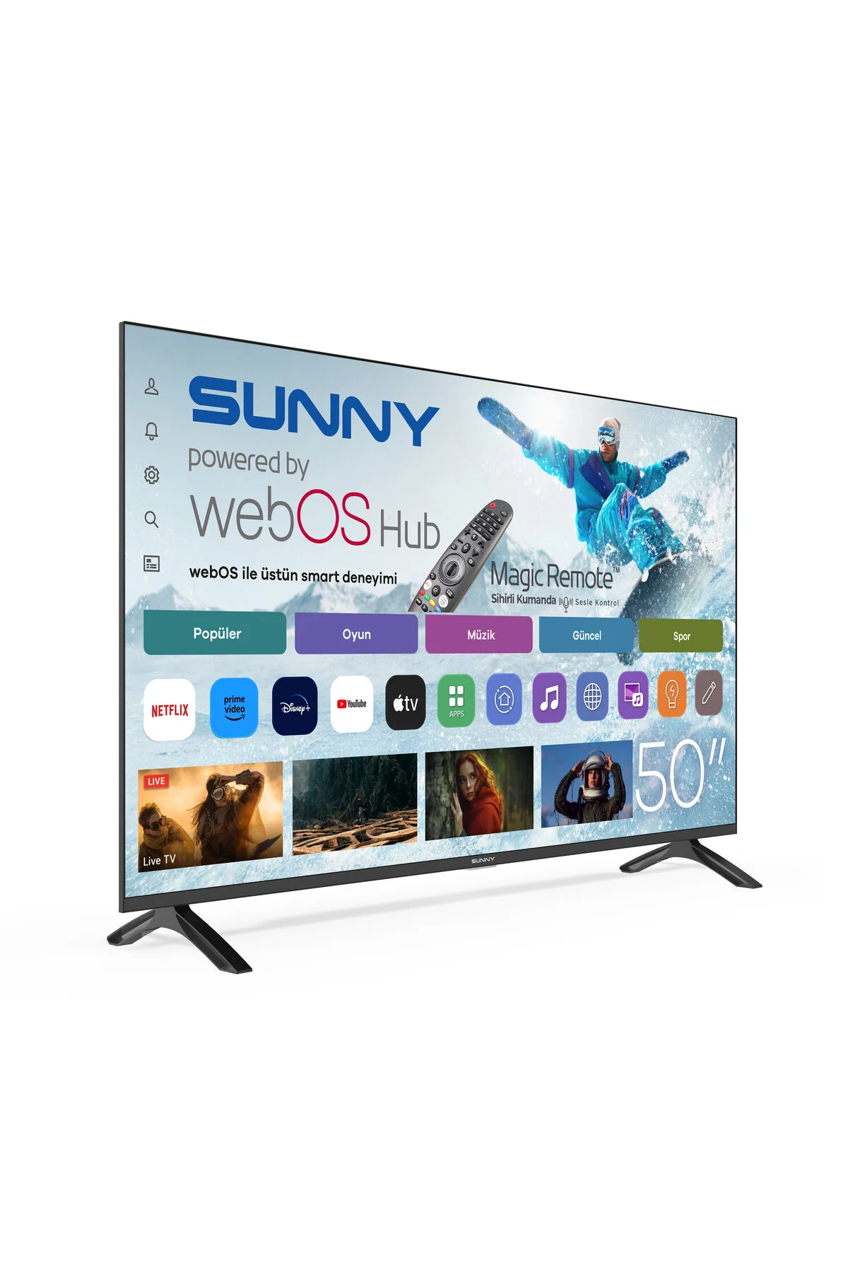 Sunny 50'' 126 Ekran UHD WEBOS 2.0 D-DUAL LED TV (SN50FMN252) Uyumlu