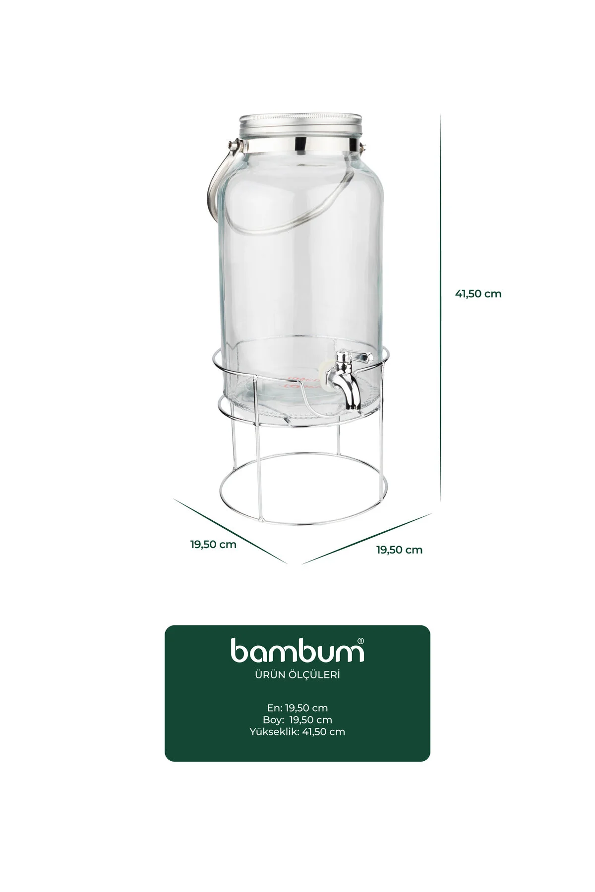 Taşev Crystal Metal Standlı Cam Sebil 6L