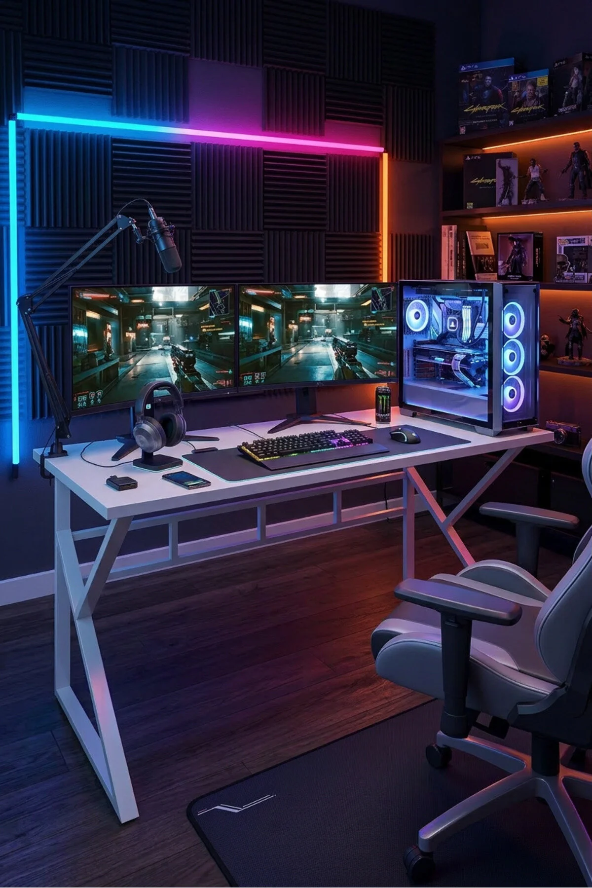 TEKATEL Oyuncu Masası Metal ayaklı Çalışma Masası Gaming Masa Bilgisayar Masası Ofis masası Beyaz 140X60