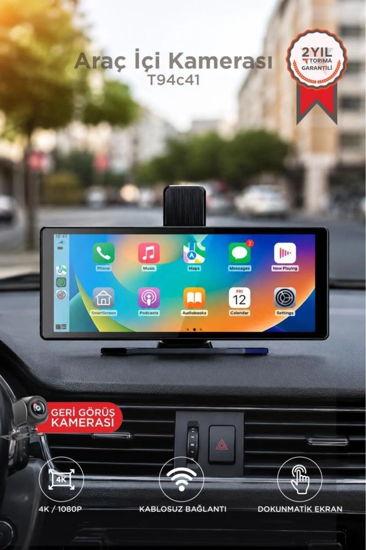 Torima Araç Kamerası Ön Arka Wifi Bluetooth 4K Carplay T94c41