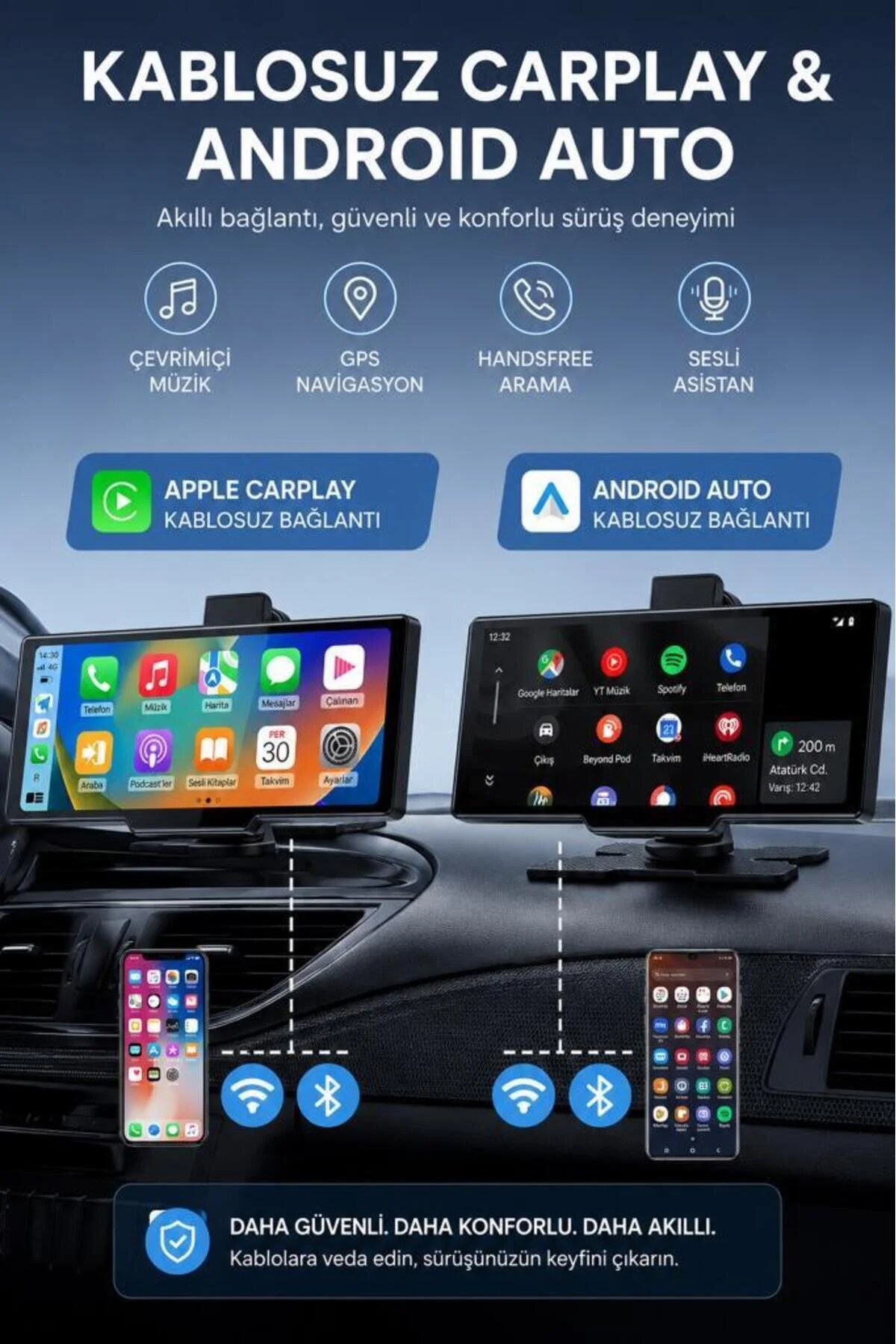Torima Araç Kamerası Ön Arka Wifi Bluetooth 4K Carplay T94c41