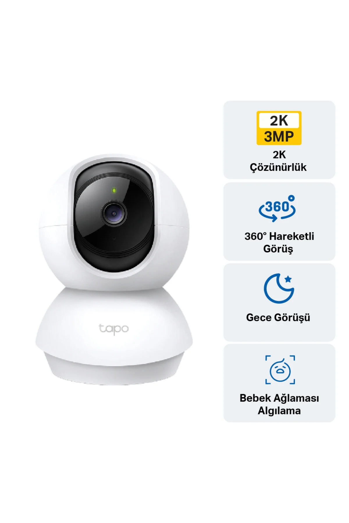 Tp-Link Tapo TC71, 2K 3MP, Çift Yönlü Ses, Bulut/SD Kart Depolama Akıllı Wi-Fi Güvenlik Kamerası