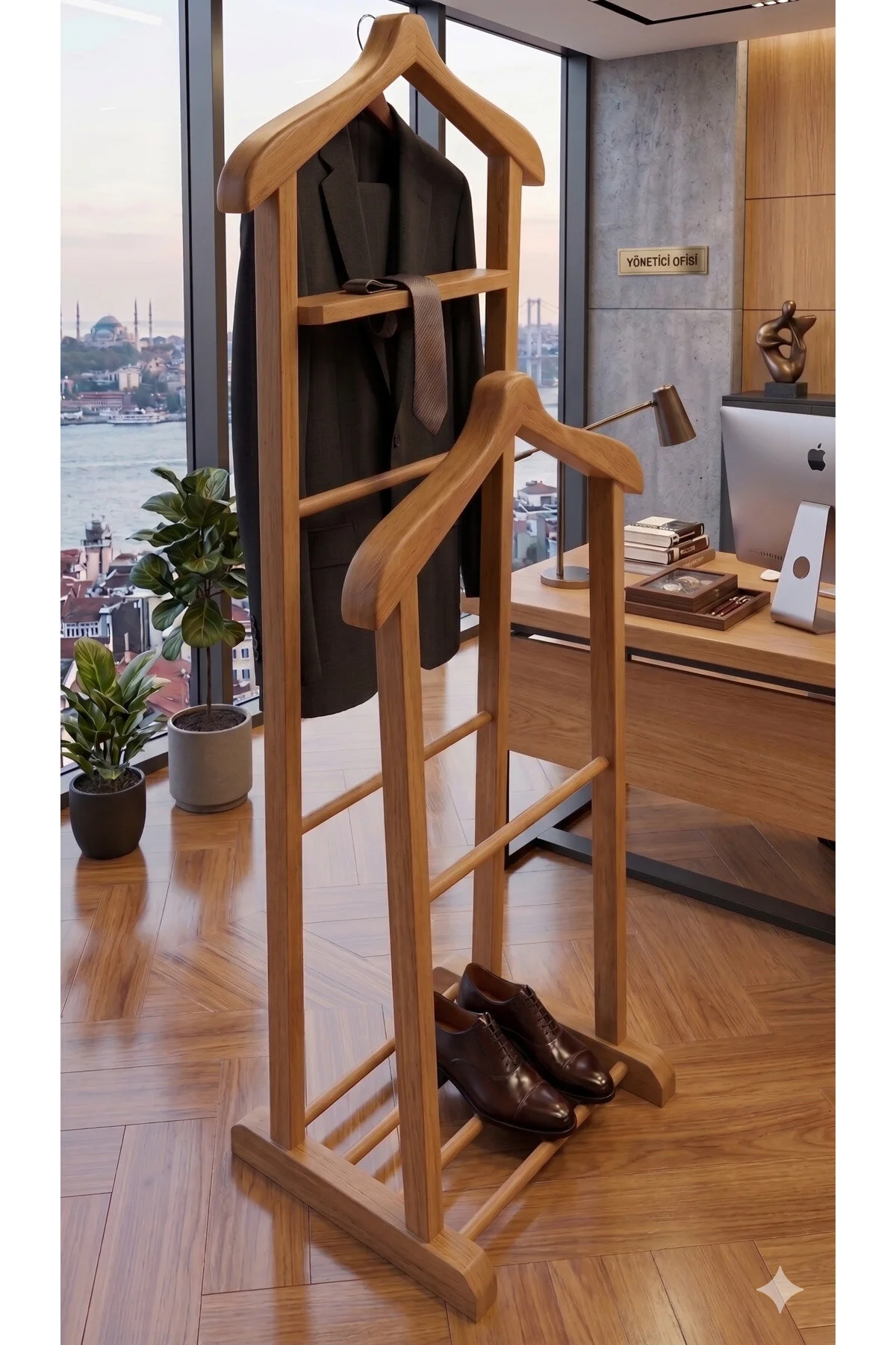Turkco Modern Masif Ahşap Dilsiz Uşak - Ofis ve Ev Tipi Elbise Askısı