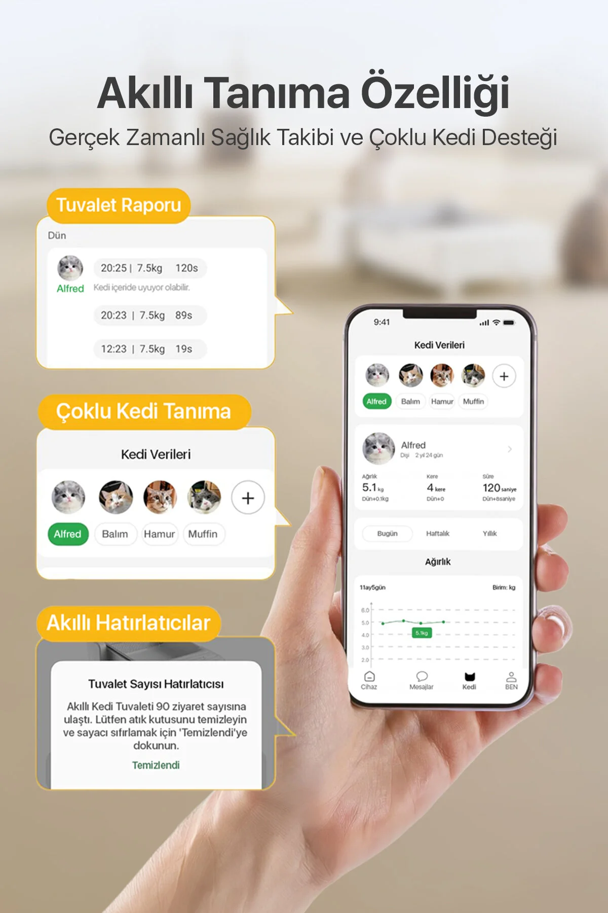 UBPet C31 Açık Tasarımlı Otomatik Akıllı Kedi Tuvaleti | APP Kontrollü, Otomatik Temizleme, 38 dB Sessiz