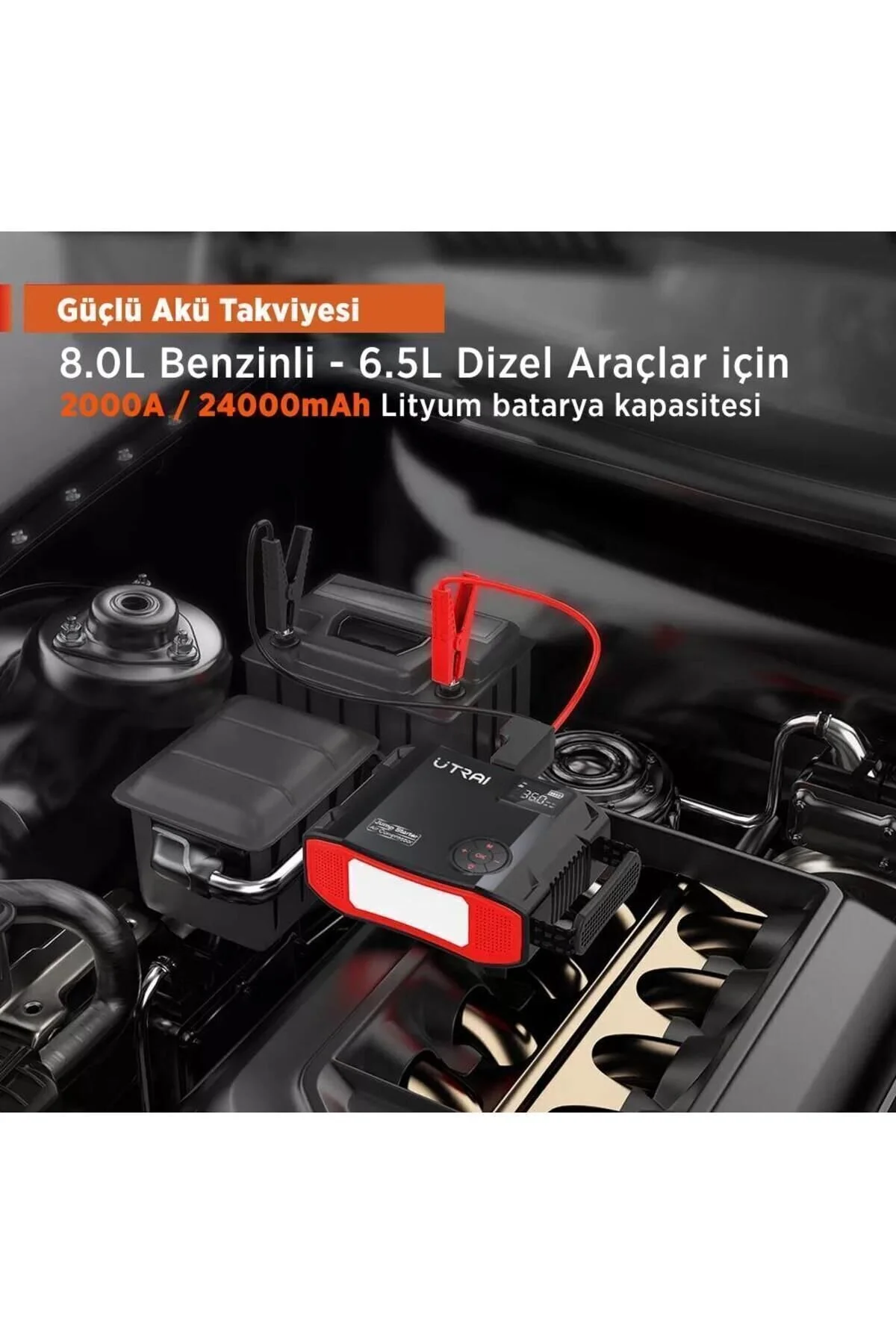 UTRAI Jstar 5 24000mah 2000a Jump Starter Lastik Şişirme Pompası Taşınabilir Akü Takviye Cihazı Çanta Led