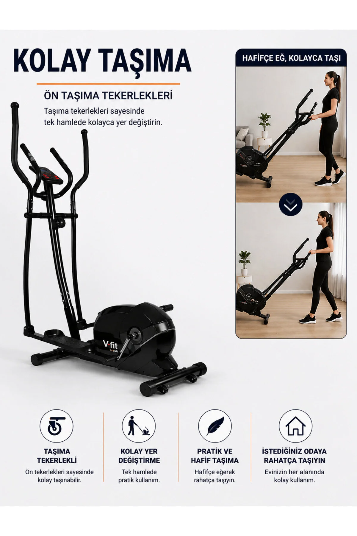 Voit V-fit By Voit Manyetik Eliptik Bisiklet Sessiz Çalışan Elden Nabız Ölçerli Kondisyon Aleti