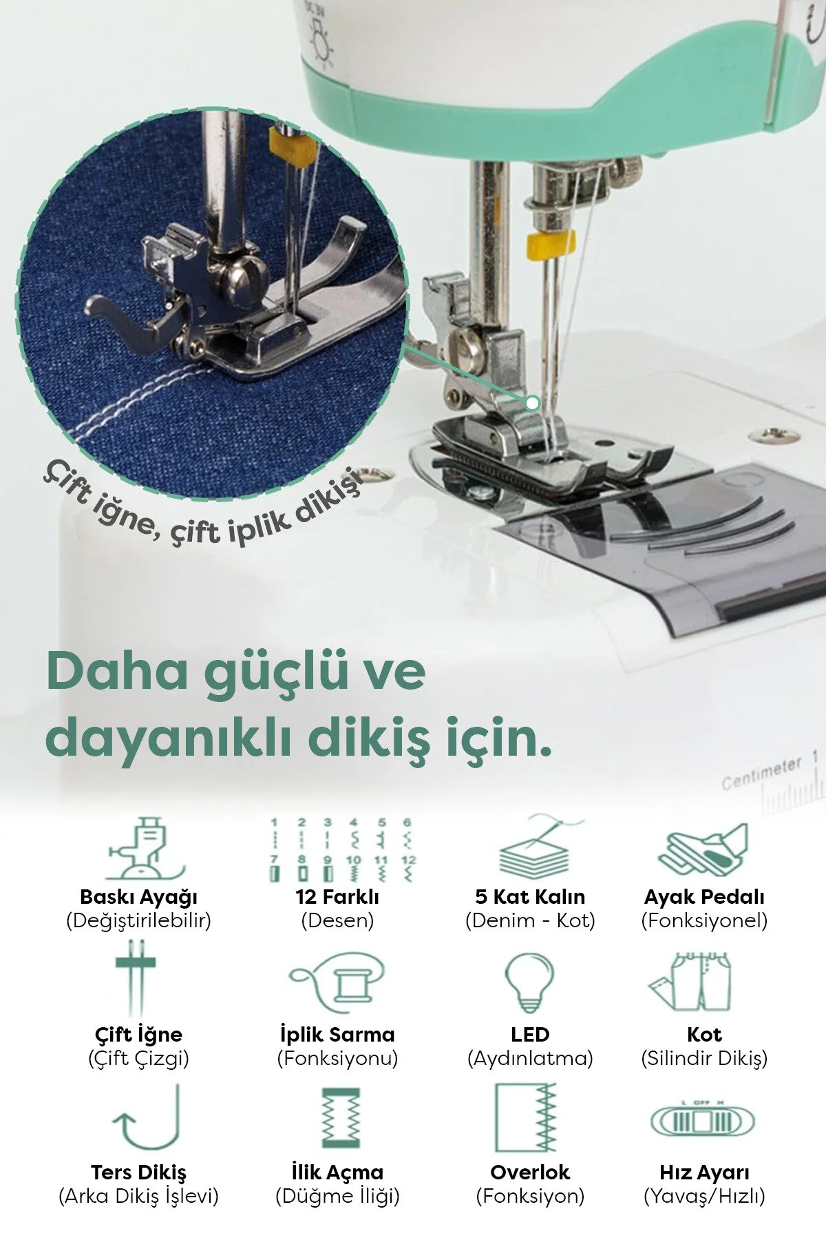 wimi 12 Fonksiyonlu Led Işıklı Ev Tipi Dikiş Makinesi