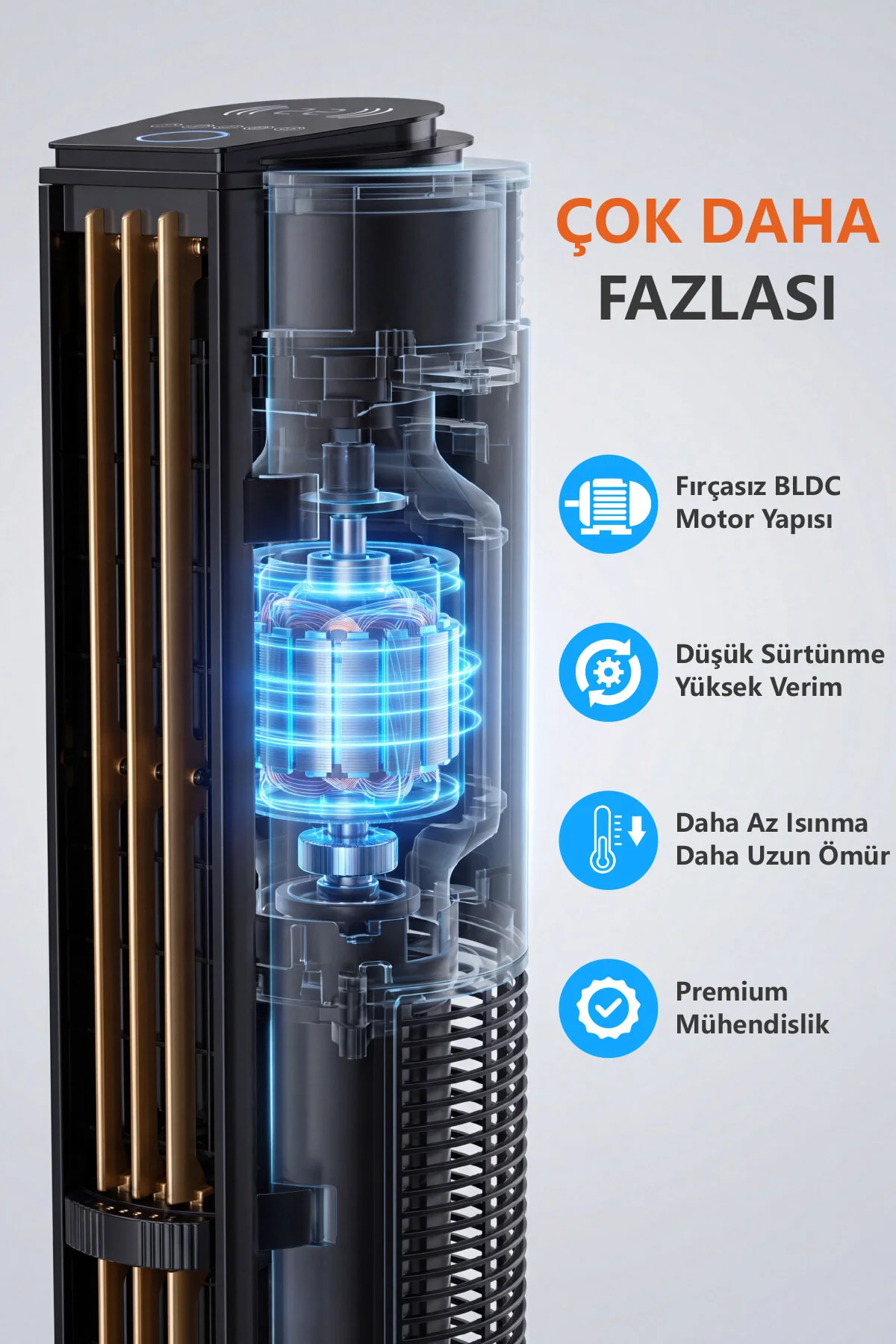 womidi 60W Sessiz Pervanesiz Kule Tipi Vantilatör Serinletici Dikey Uzaktan Kumandalı Aromaterapi Zaman Ayarlı