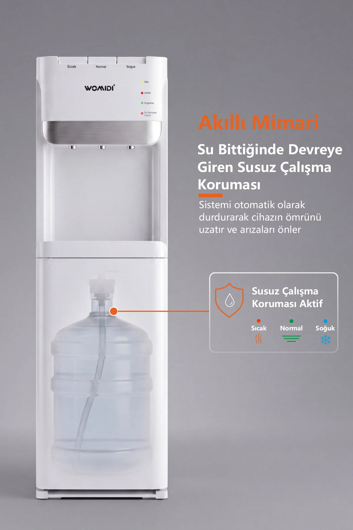 womidi Alttan Gizli Damacanalı Su Sebili Sıcak Soğuk Ilık 3 Musluklu Çocuk Kilitli Ev Ofis Tipi Otomatik