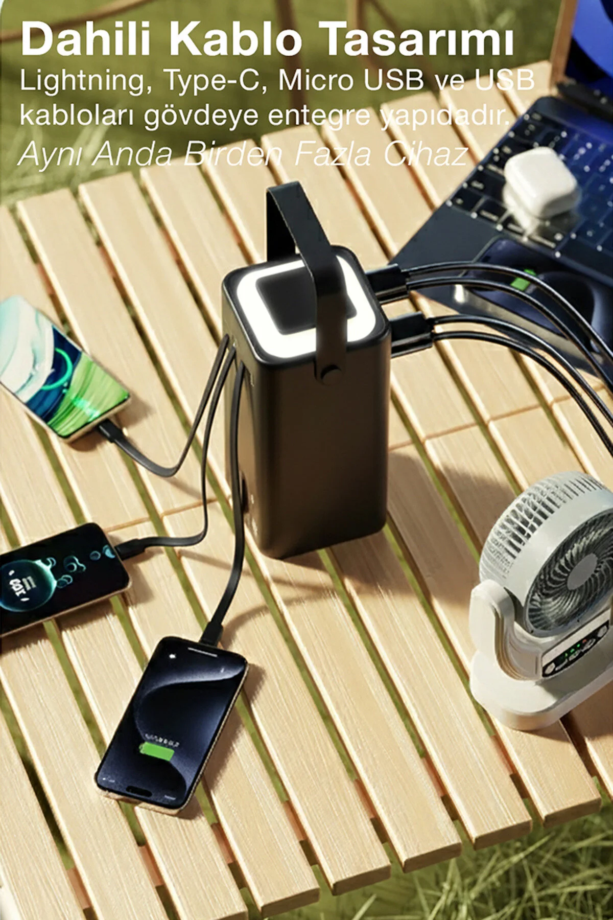 Wyze 80.000 mAh 22,5W/PD Hızlı Şarj Kendinden Kablolu ve Şarj Göstergeli Taşınabilir Powerbank