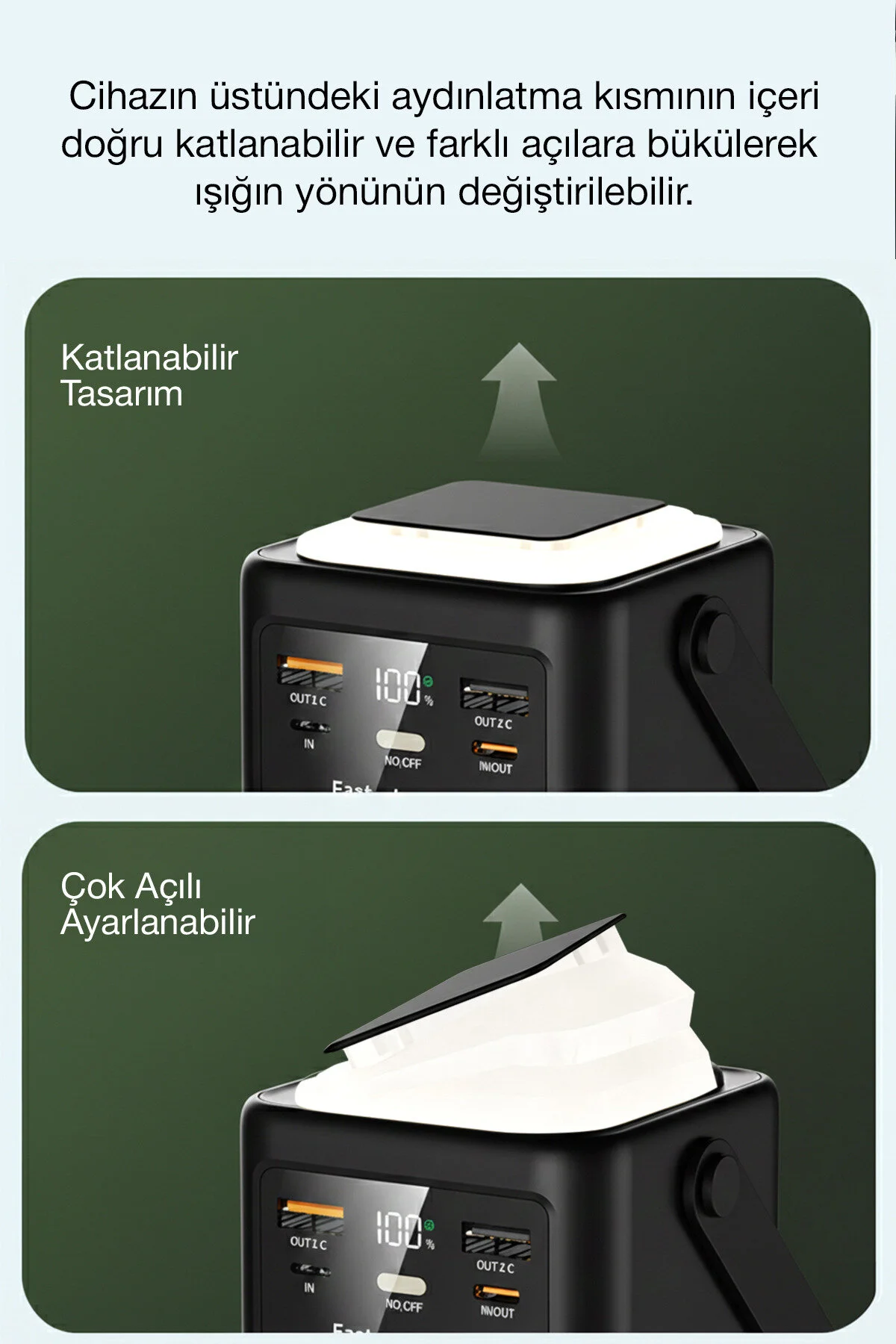 Wyze 80.000 mAh 22,5W/PD Hızlı Şarj Kendinden Kablolu ve Şarj Göstergeli Taşınabilir Powerbank