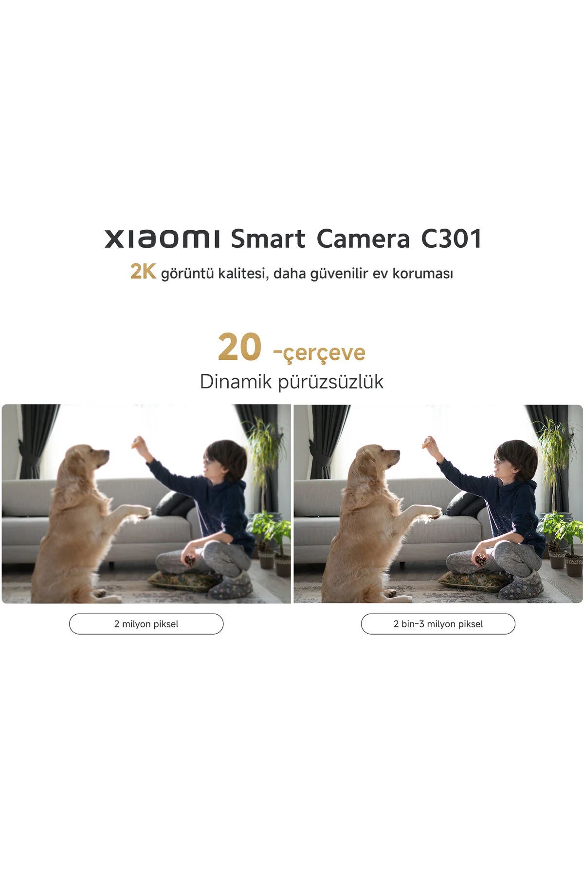 Xiaomi Smart Camera C301 2304p WiFi Akıllı Ev Kamerası - Gece Görüş ve Takip 360 2K (Xiaomi TR Garantili)
