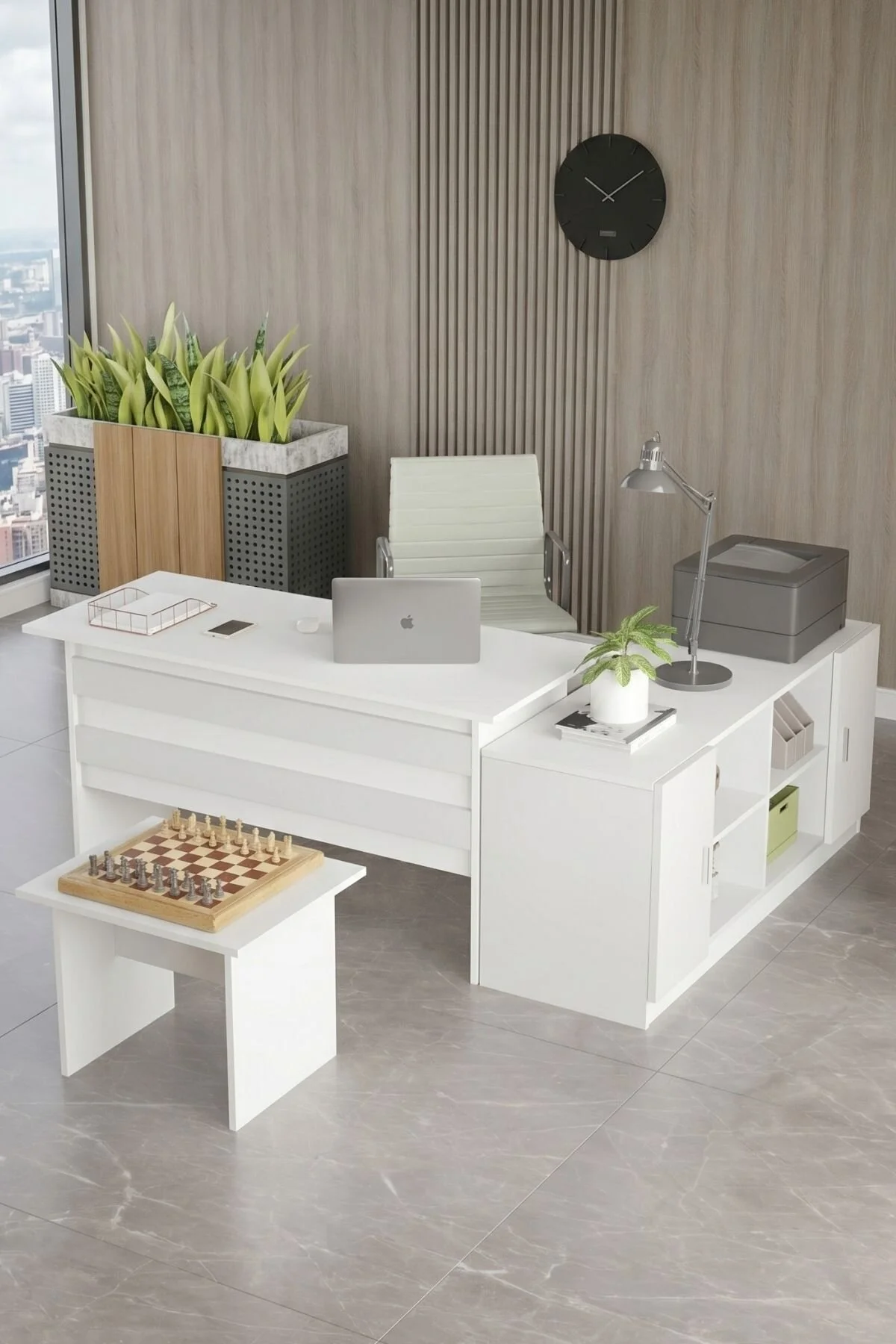 Yurupa Bega ABF Ofis Büro Masa Takımı Çalışma Masası Seti Renk Beyaz BEG10-W