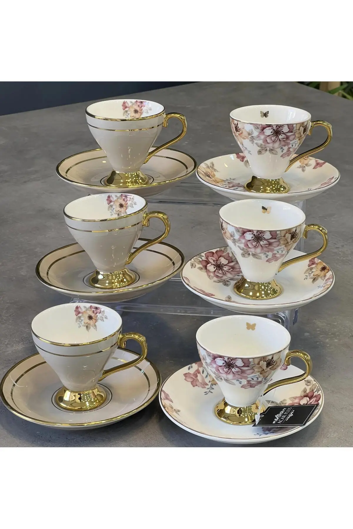 ACAR 6'lı Porselen Royalty Kahve Fincanı