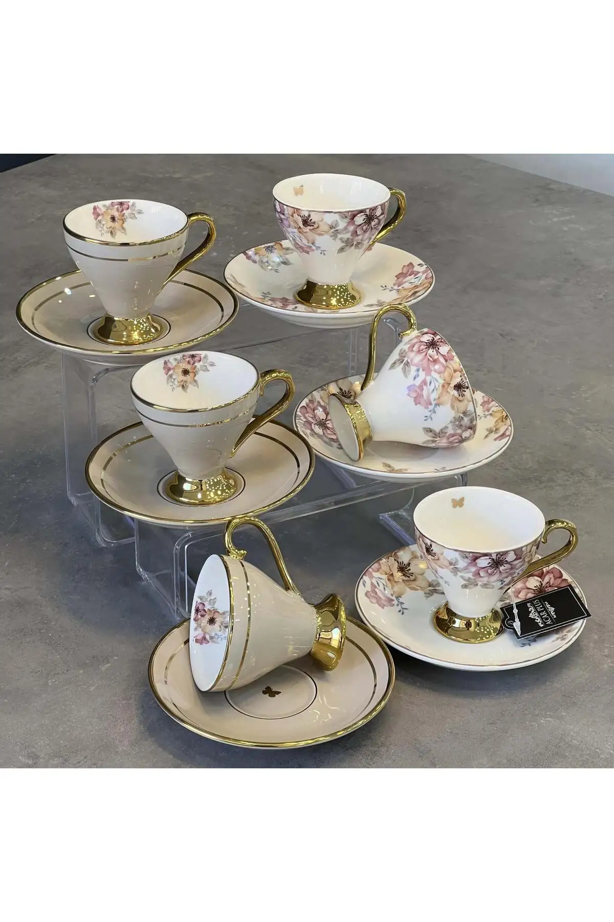 ACAR 6'lı Porselen Royalty Kahve Fincanı
