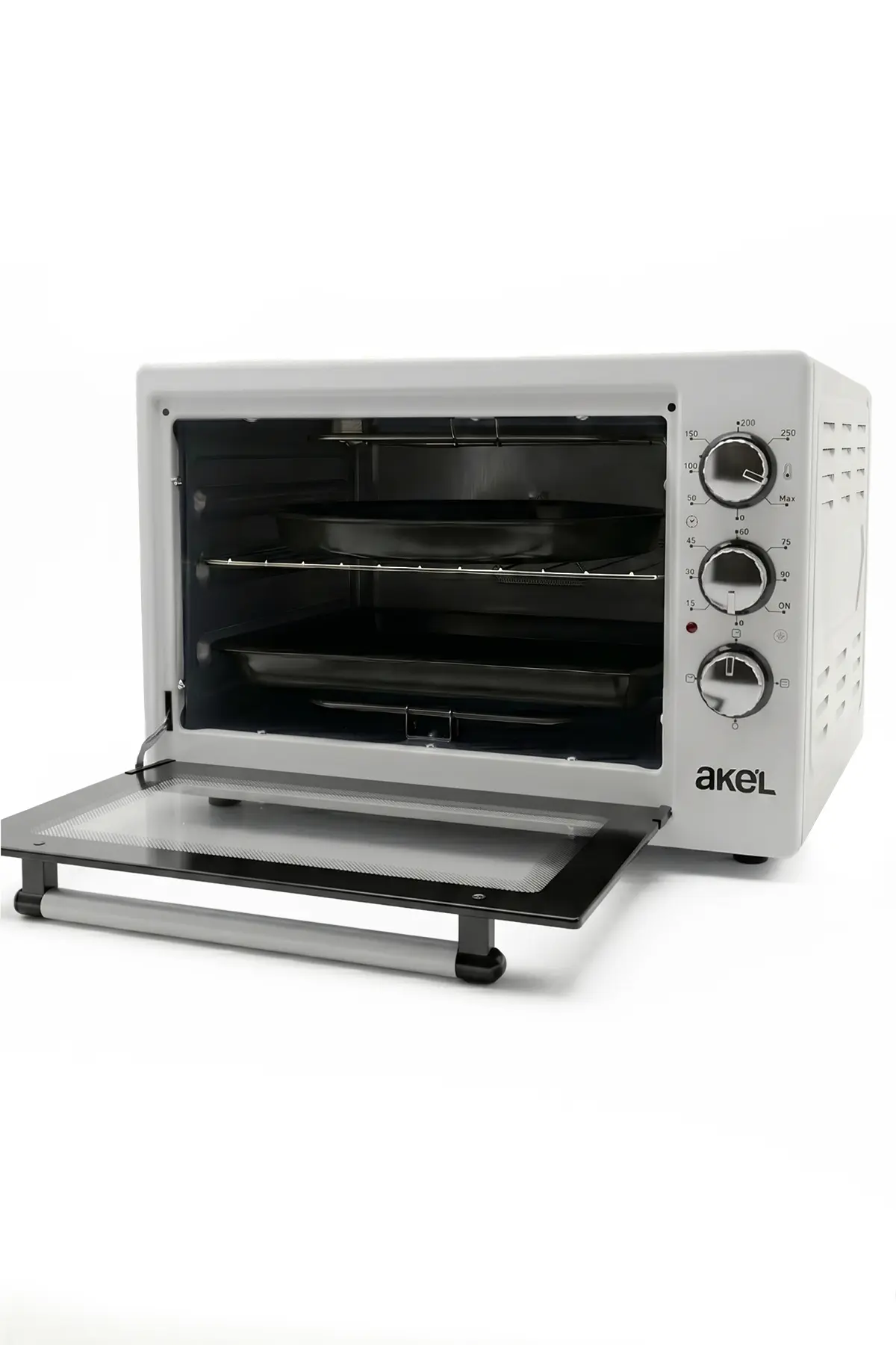 Akel AF340L 34lt Gri Mini/Midi Fırın, Aydınlatmalı, Zaman Ayarlı, Izgara & Fırın, 2 Tepsi 1 Tel Izgara