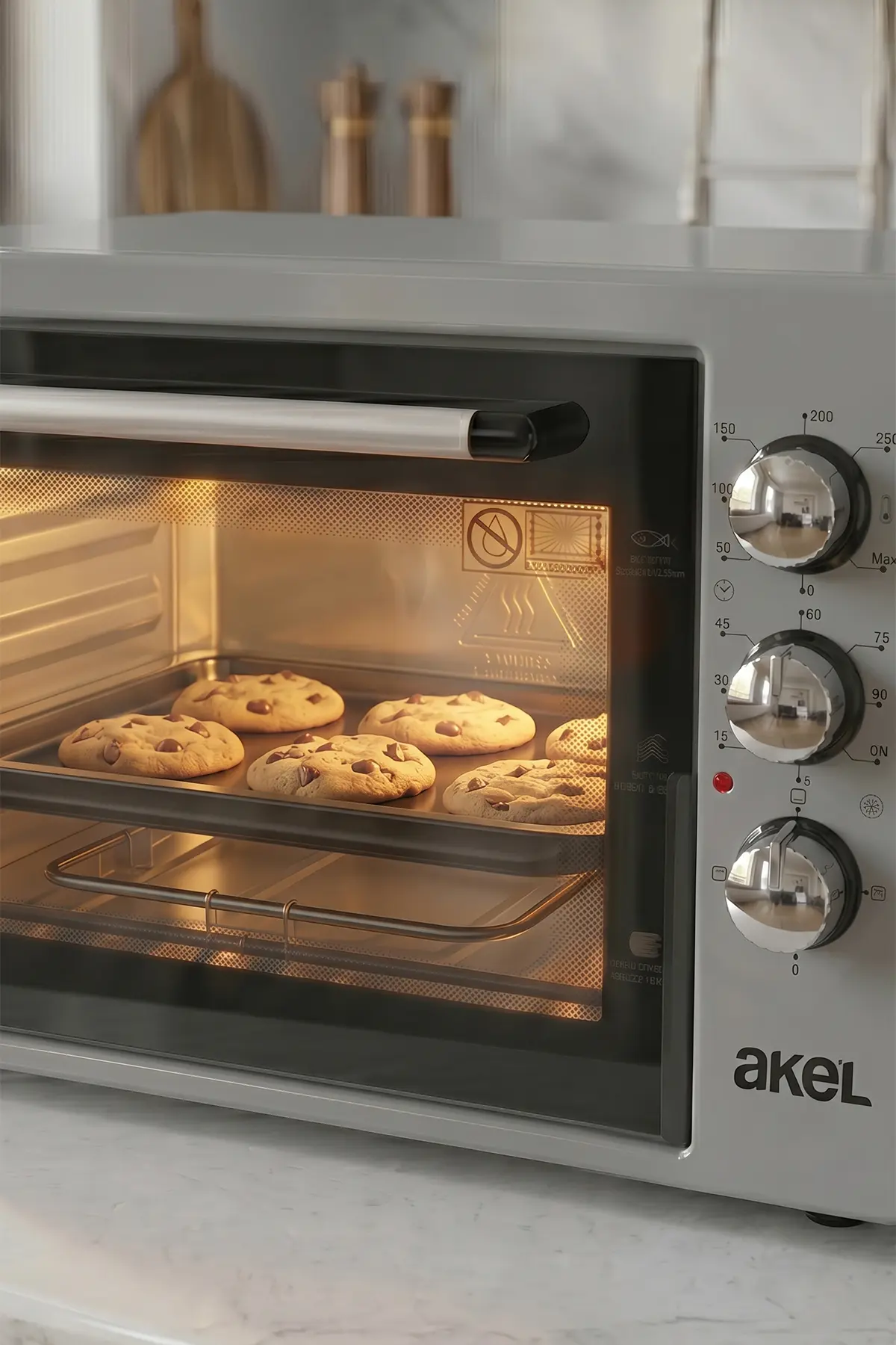 Akel AF340L 34lt Gri Mini/Midi Fırın, Aydınlatmalı, Zaman Ayarlı, Izgara & Fırın, 2 Tepsi 1 Tel Izgara