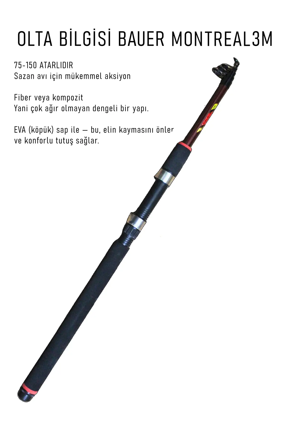 ALASTOR Montreal 3'Lü Sazan Olta Seti Hazır Tam Takım Olta seti 3 Metre Olta Seti Hazır Olta Takımı