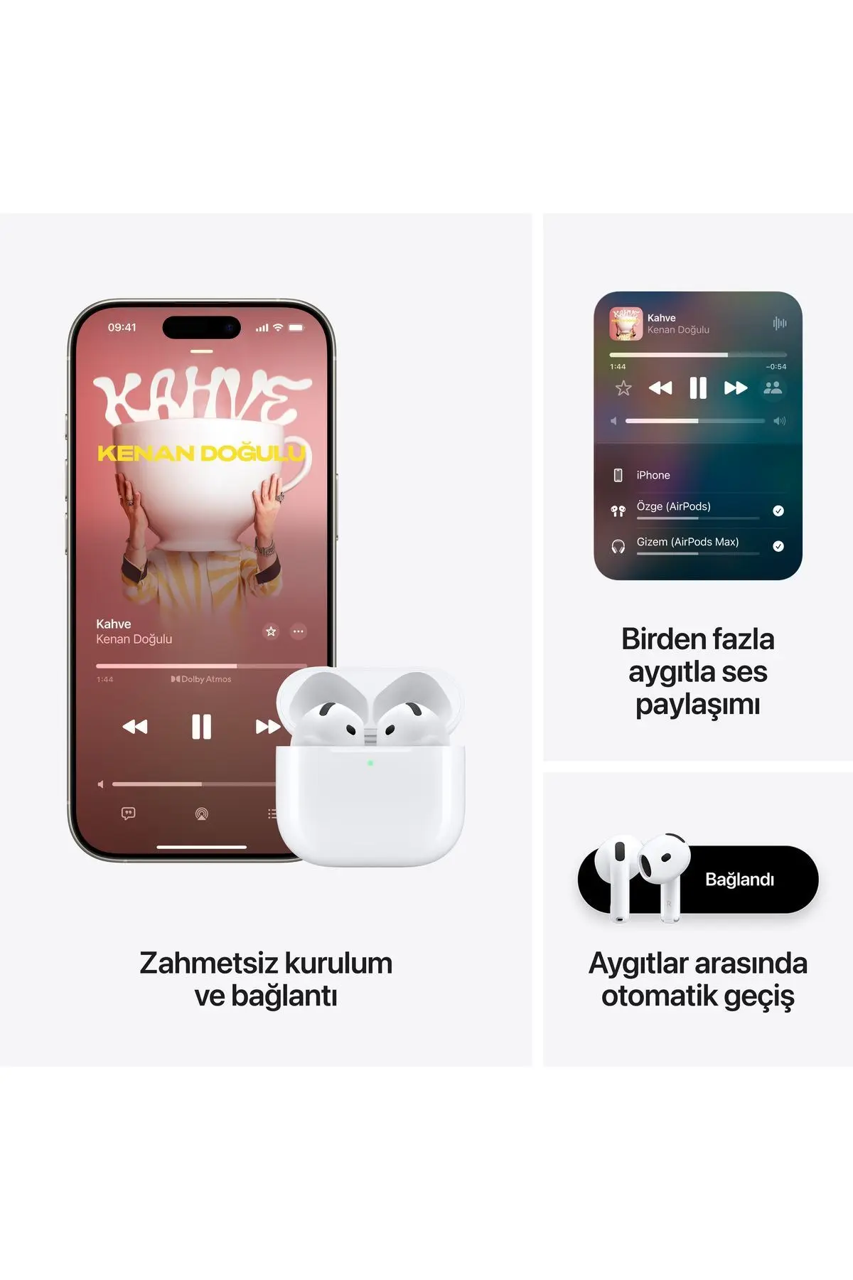 Apple AirPods 4 Aktif Gürültü Engelleme Özellikli MXP93TU/A