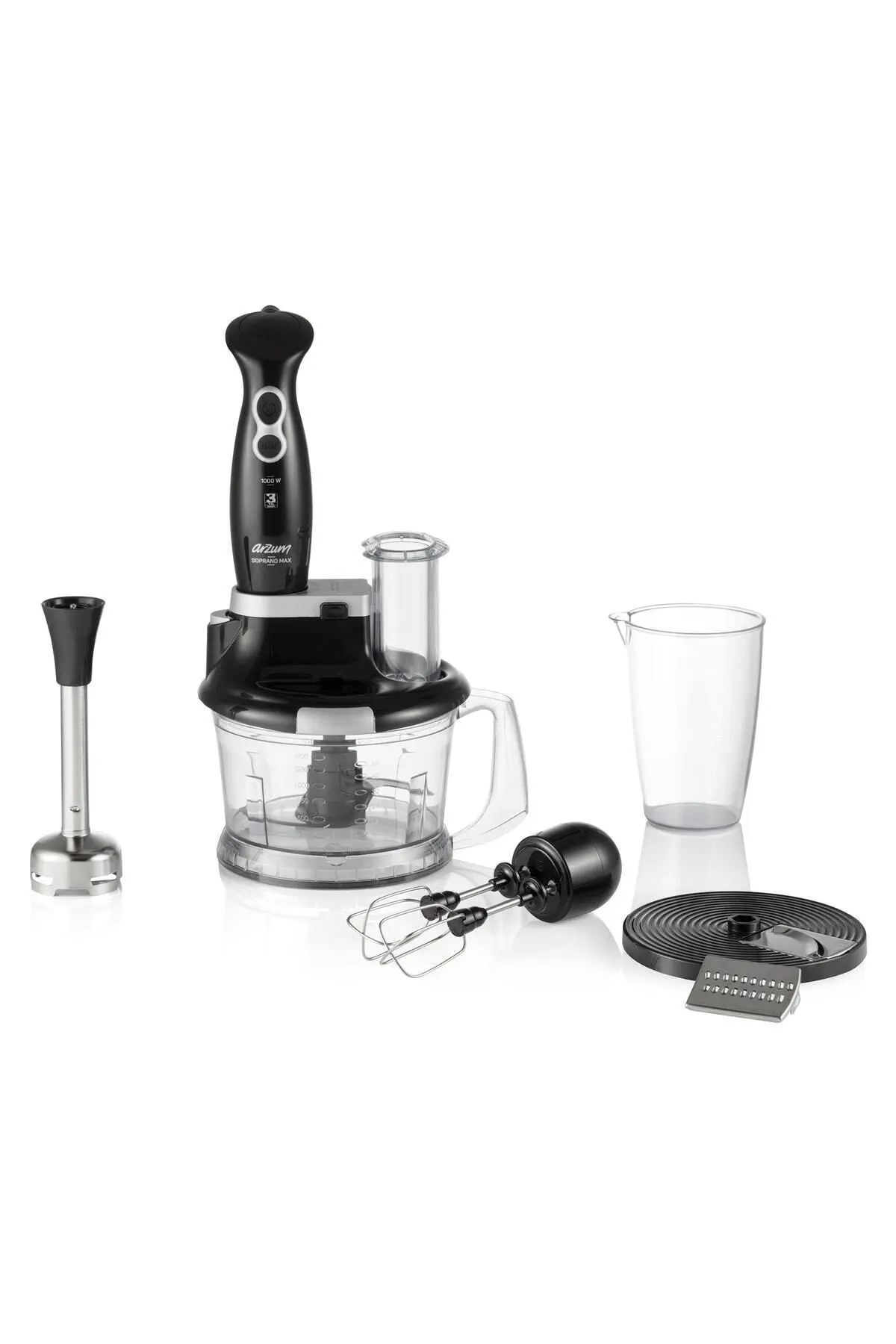 Arzum AR1004 Soprano Max Multi Blender Seti 1000 W, 5 Fonksiyonlu, 1500 ml Doğrayıcı Hazne, Siyah